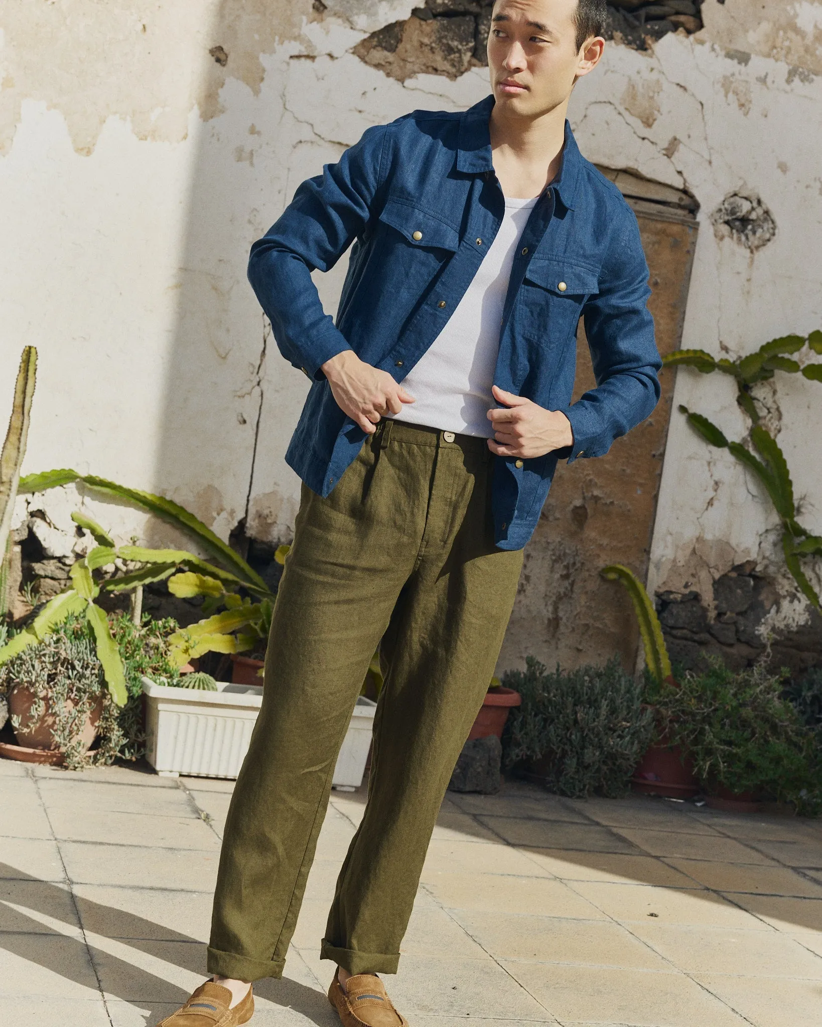 R: Men’s linen jacket HALDEN (Color: Admiral Blue; Size: S) sold by Not Perfect Linen product image thumbnail 3