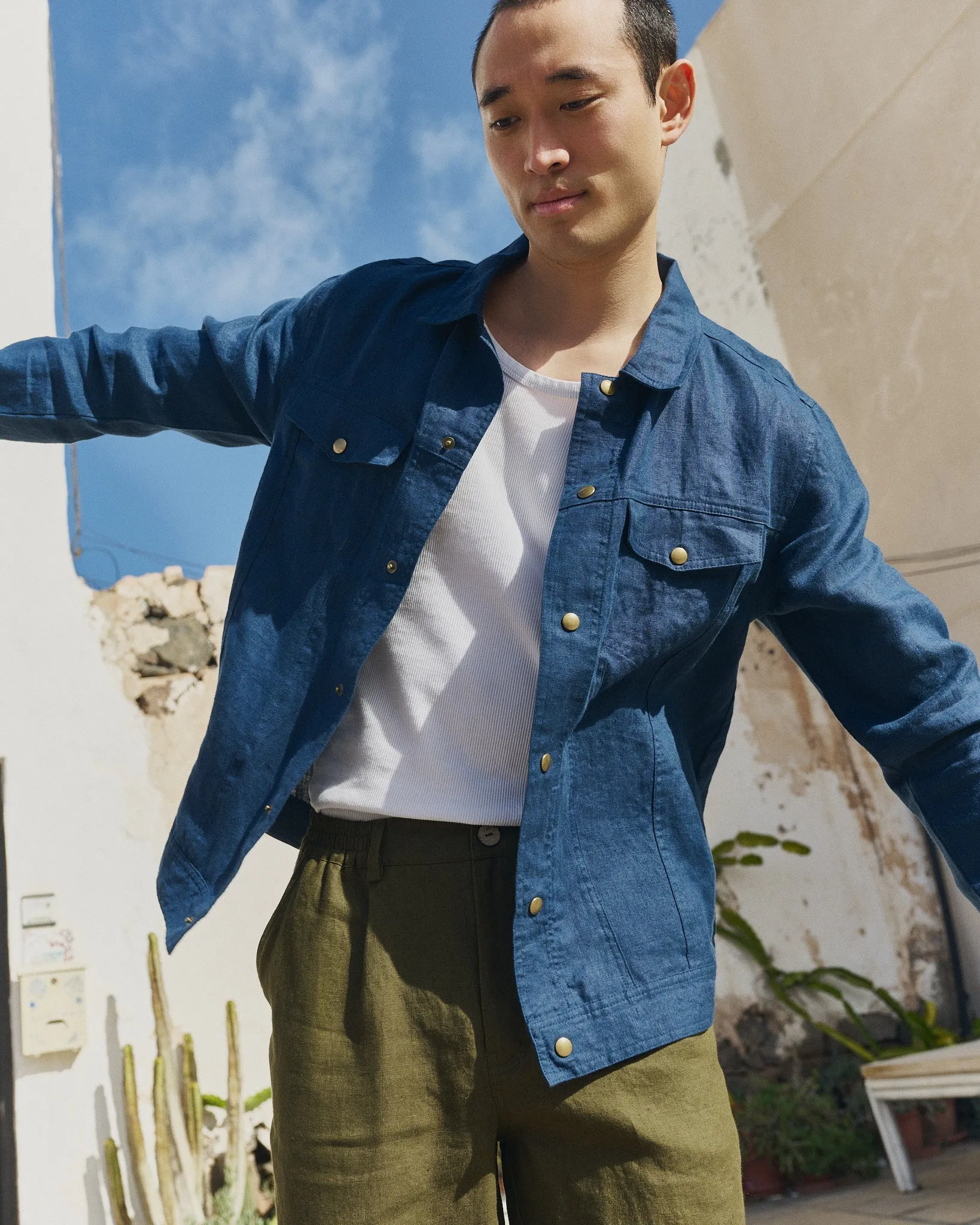 R: Men’s linen jacket HALDEN (Color: Admiral Blue; Size: S) sold by Not Perfect Linen product image thumbnail 4