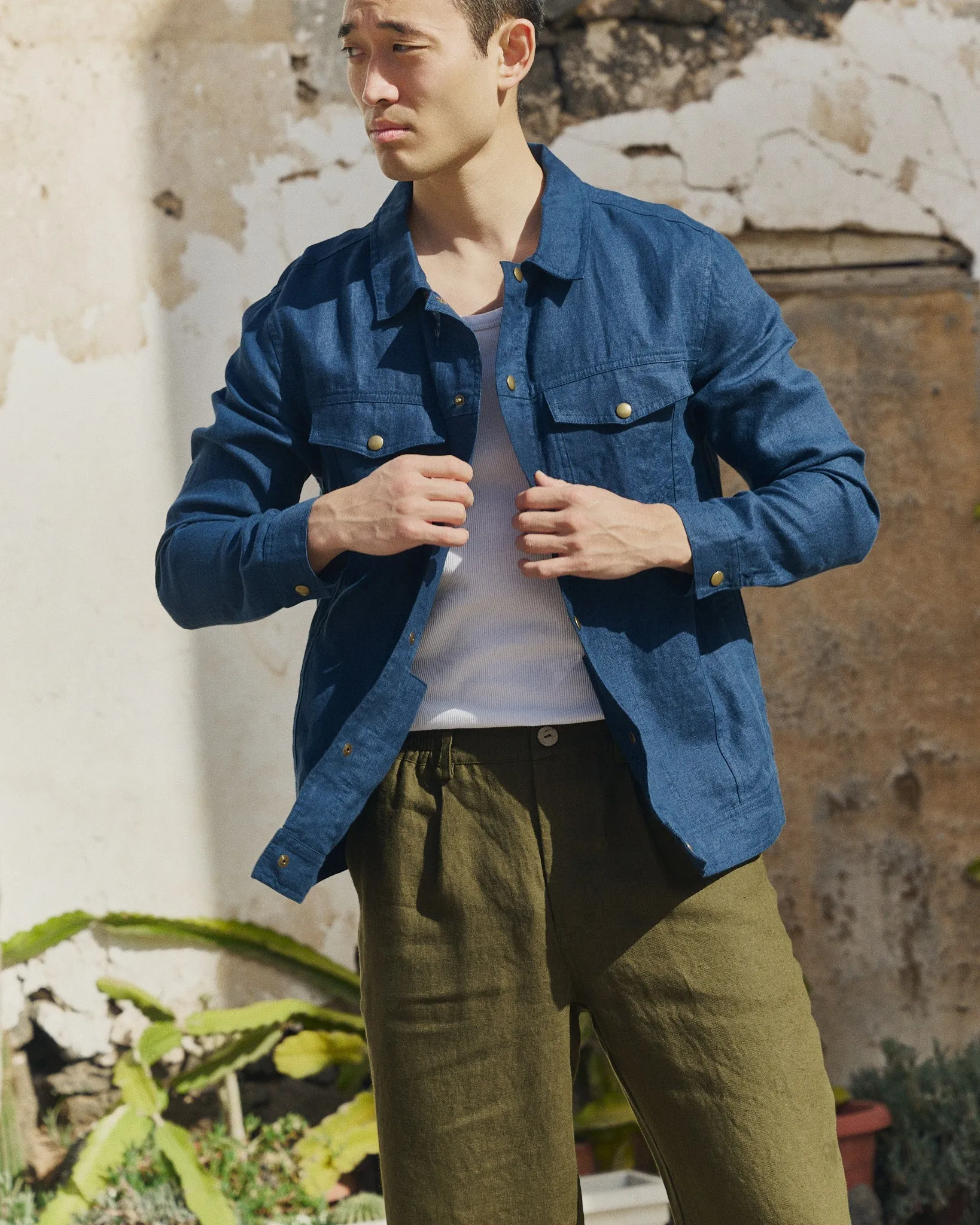 R: Men’s linen jacket HALDEN (Color: Admiral Blue; Size: S) sold by Not Perfect Linen product image thumbnail 2