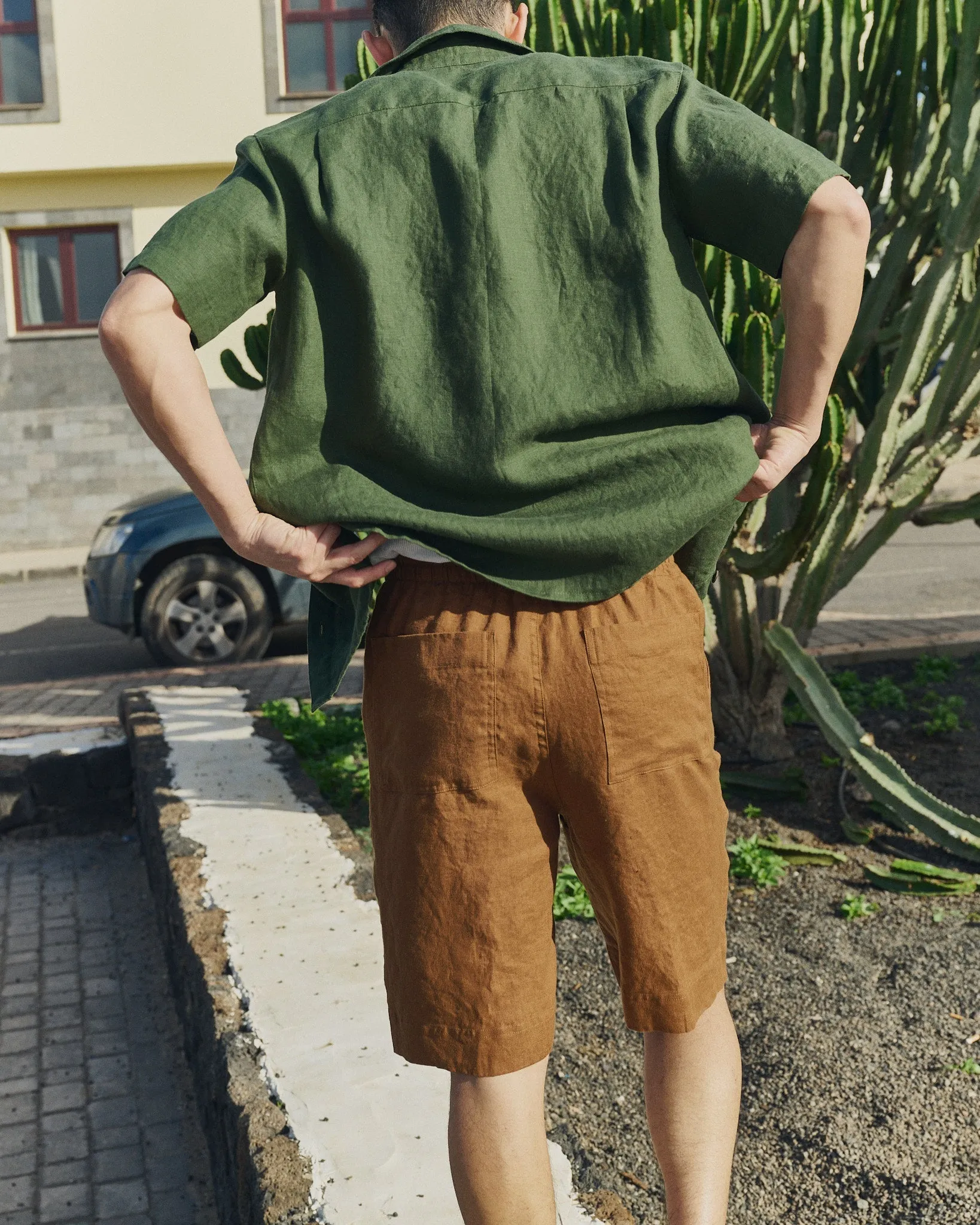 R: Men’s short sleeve linen shirt QUEBEC (Color: Light Butter; Size: S) sold by Not Perfect Linen product image thumbnail 4
