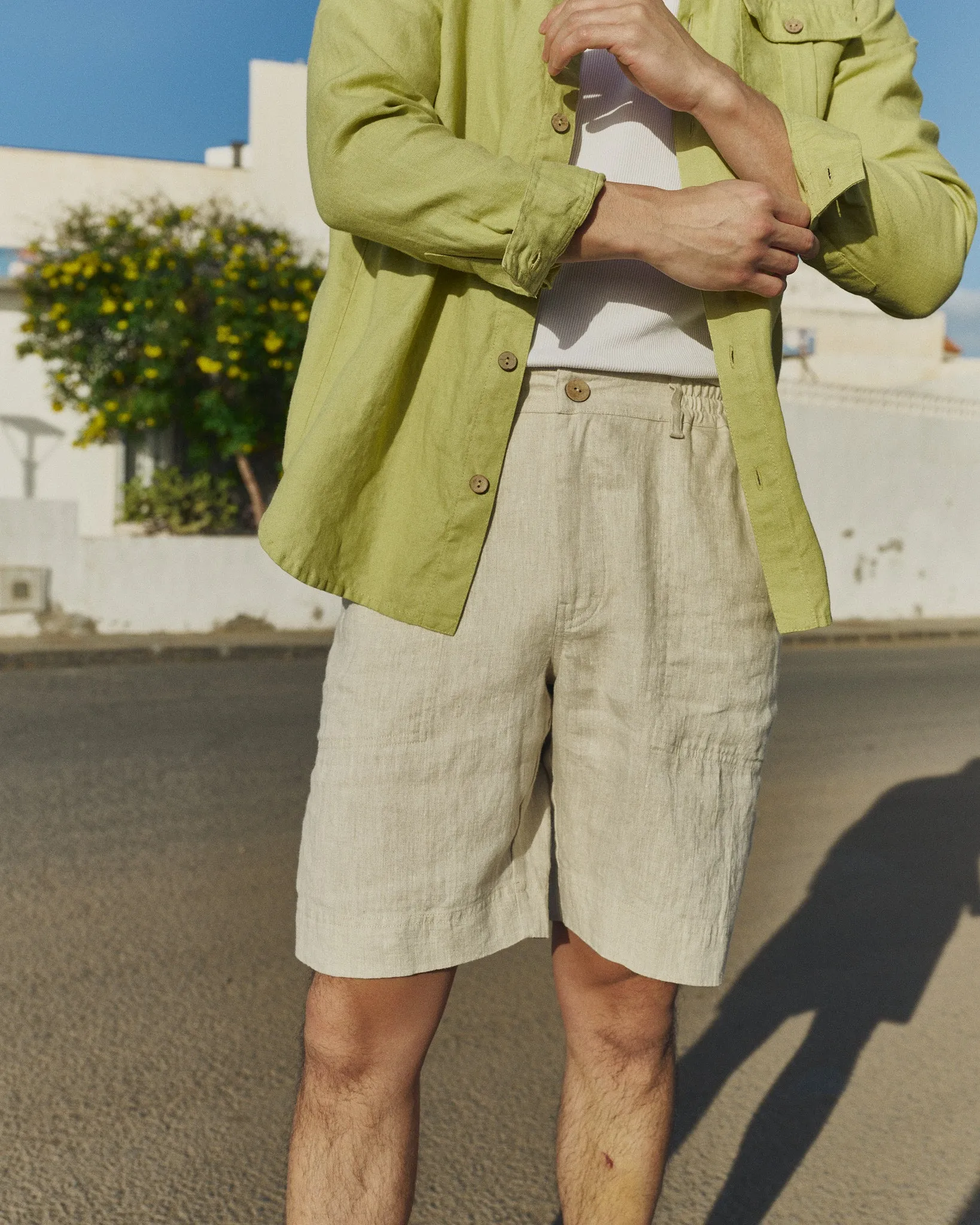 R: Men’s linen shorts DARWIN (Color: Beige; Size: S) sold by Not Perfect Linen product image thumbnail 3