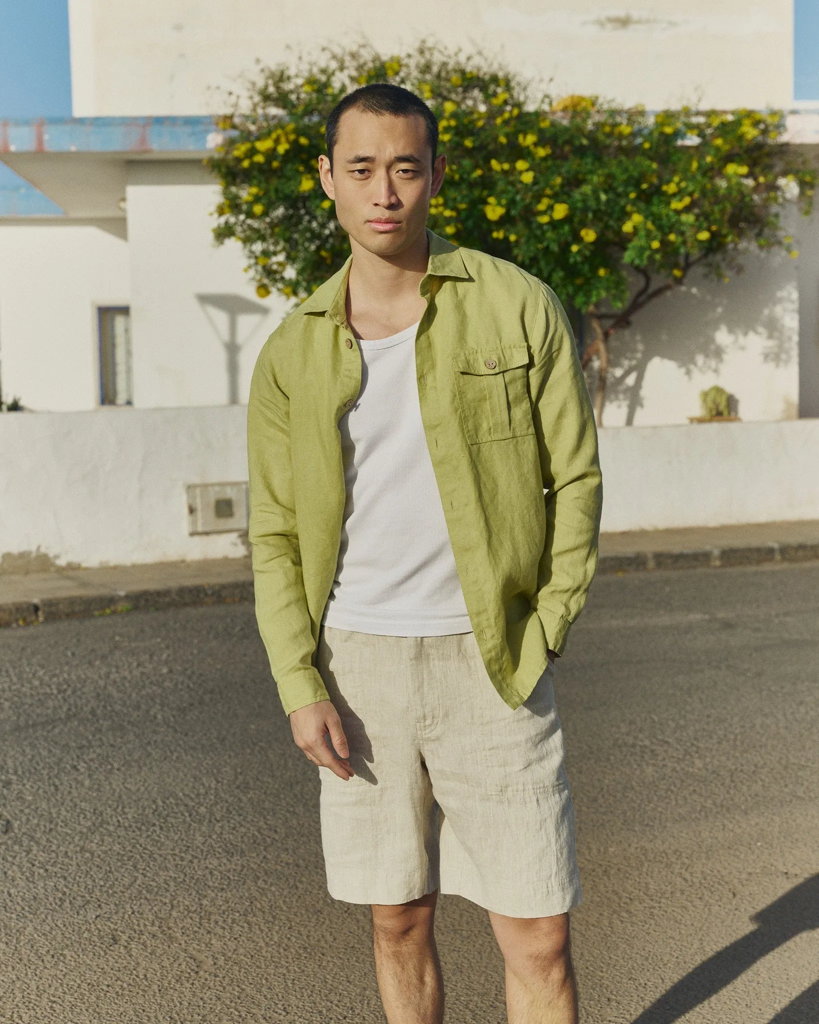 R: Men’s linen shorts DARWIN (Color: Beige; Size: S) sold by Not Perfect Linen