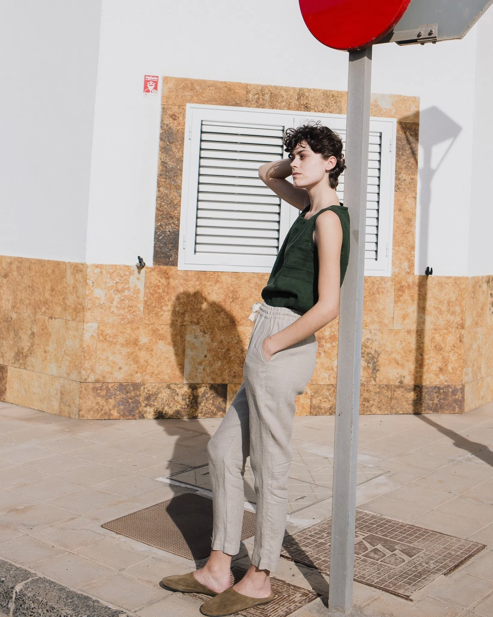 R: ATHENS drawstring linen pants (Color: Admiral Blue; Size: XS) sold by Not Perfect Linen product image thumbnail 4