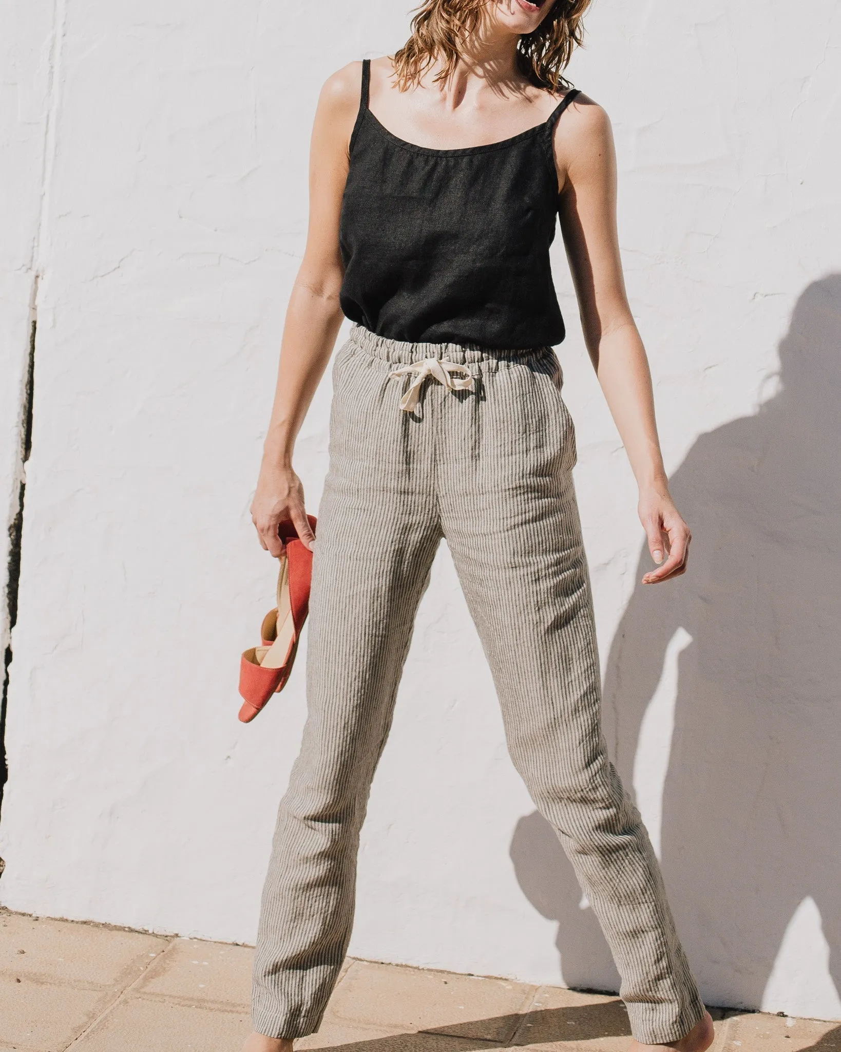 R: ATHENS drawstring linen pants (Color: Admiral Blue; Size: XS) sold by Not Perfect Linen product image thumbnail 5