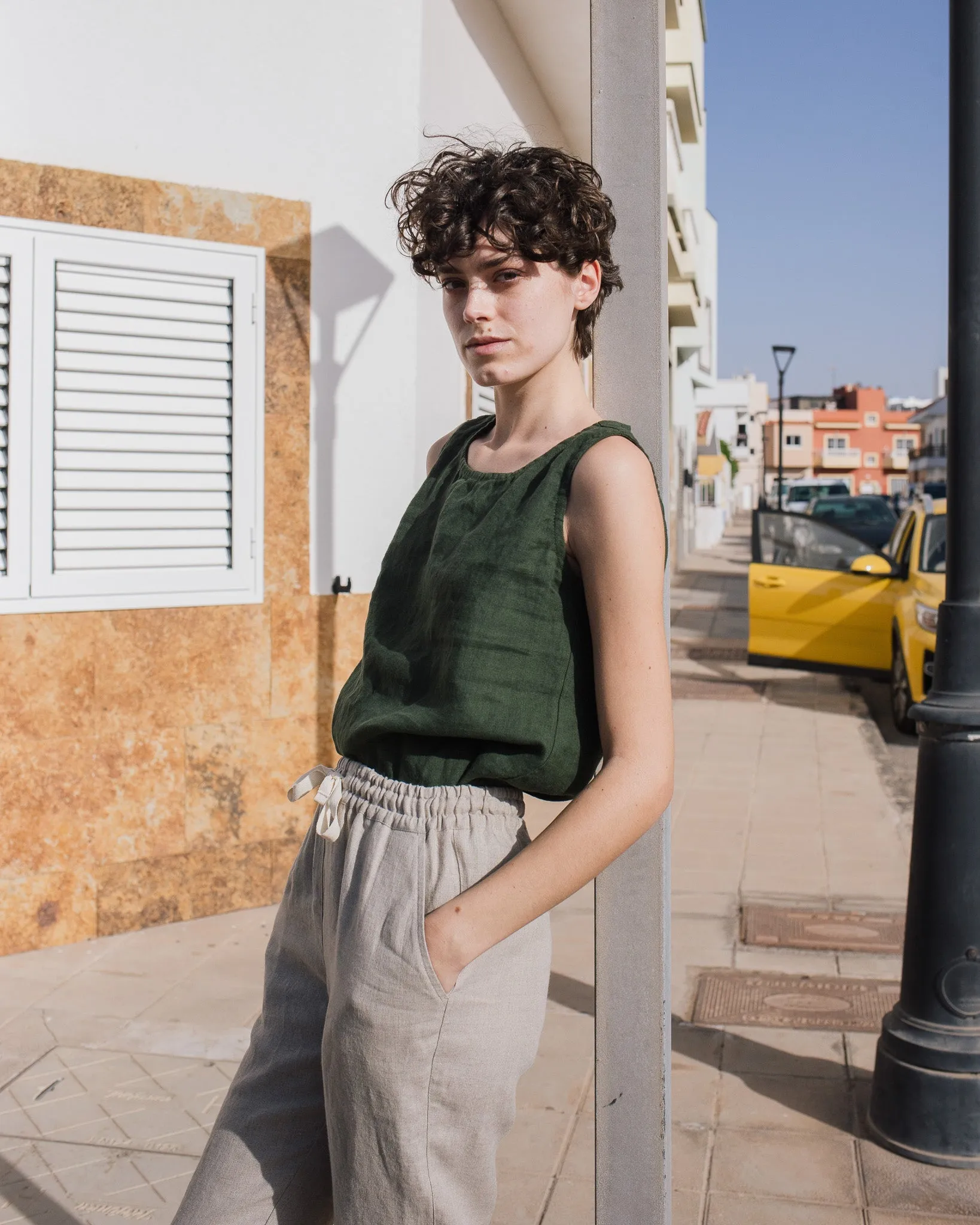 R: ATHENS drawstring linen pants (Color: Admiral Blue; Size: XS) sold by Not Perfect Linen product image thumbnail 2
