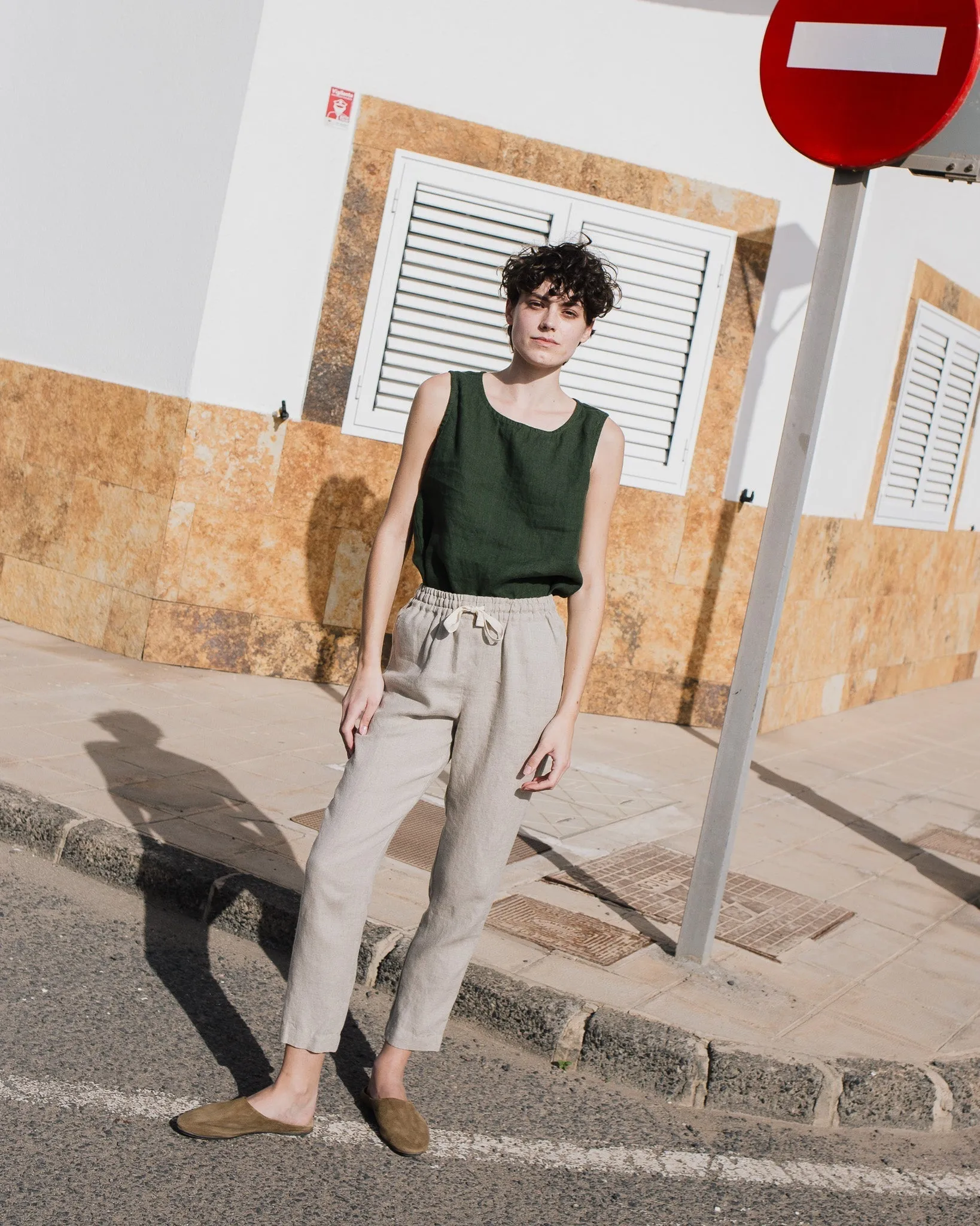 R: ATHENS drawstring linen pants (Color: Admiral Blue; Size: XS) sold by Not Perfect Linen product image thumbnail 3
