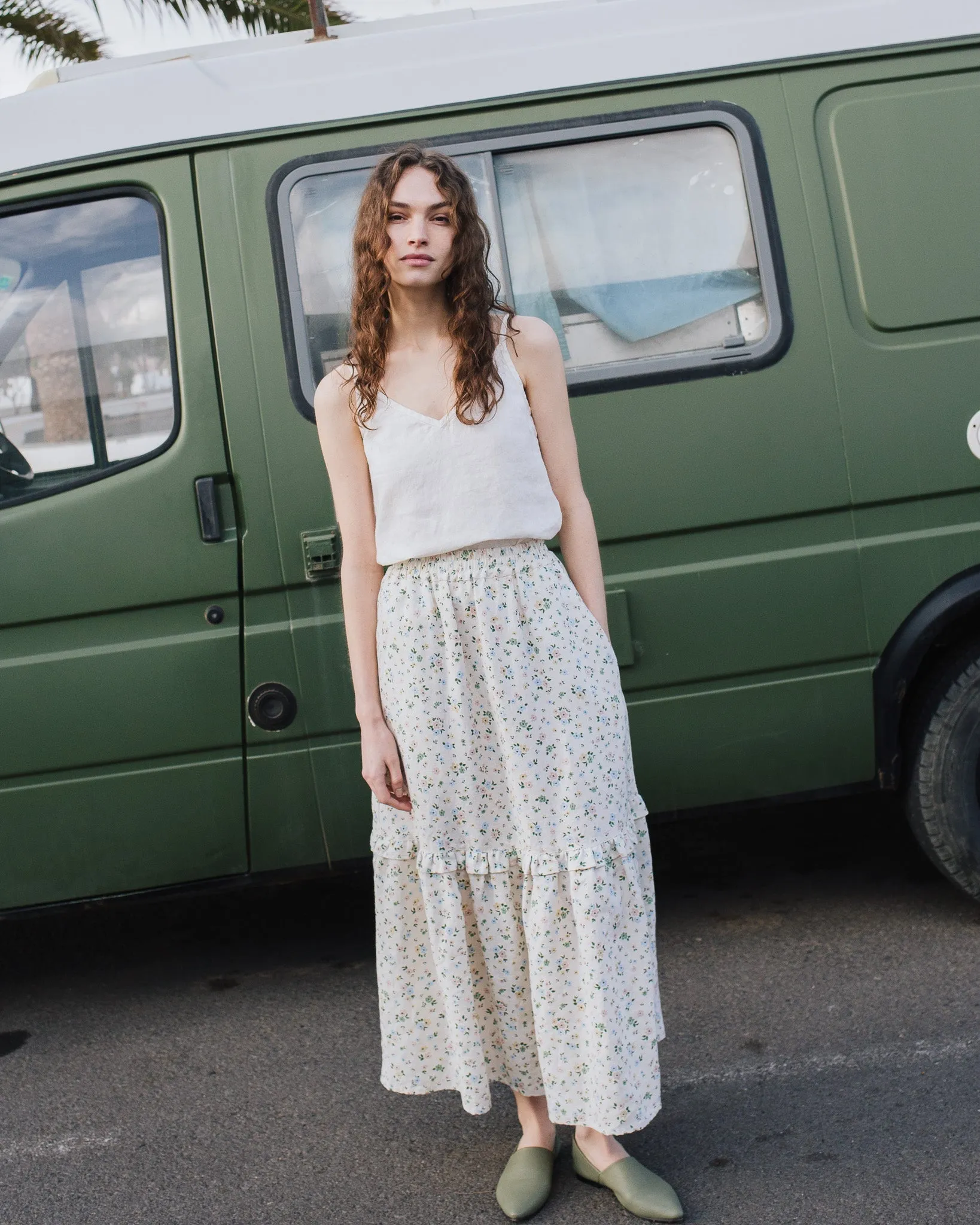 customized: WILLOW maxi linen skirt (Color: Dark-Grey-Blue; Size: XS) sold by Not Perfect Linen product image thumbnail 4