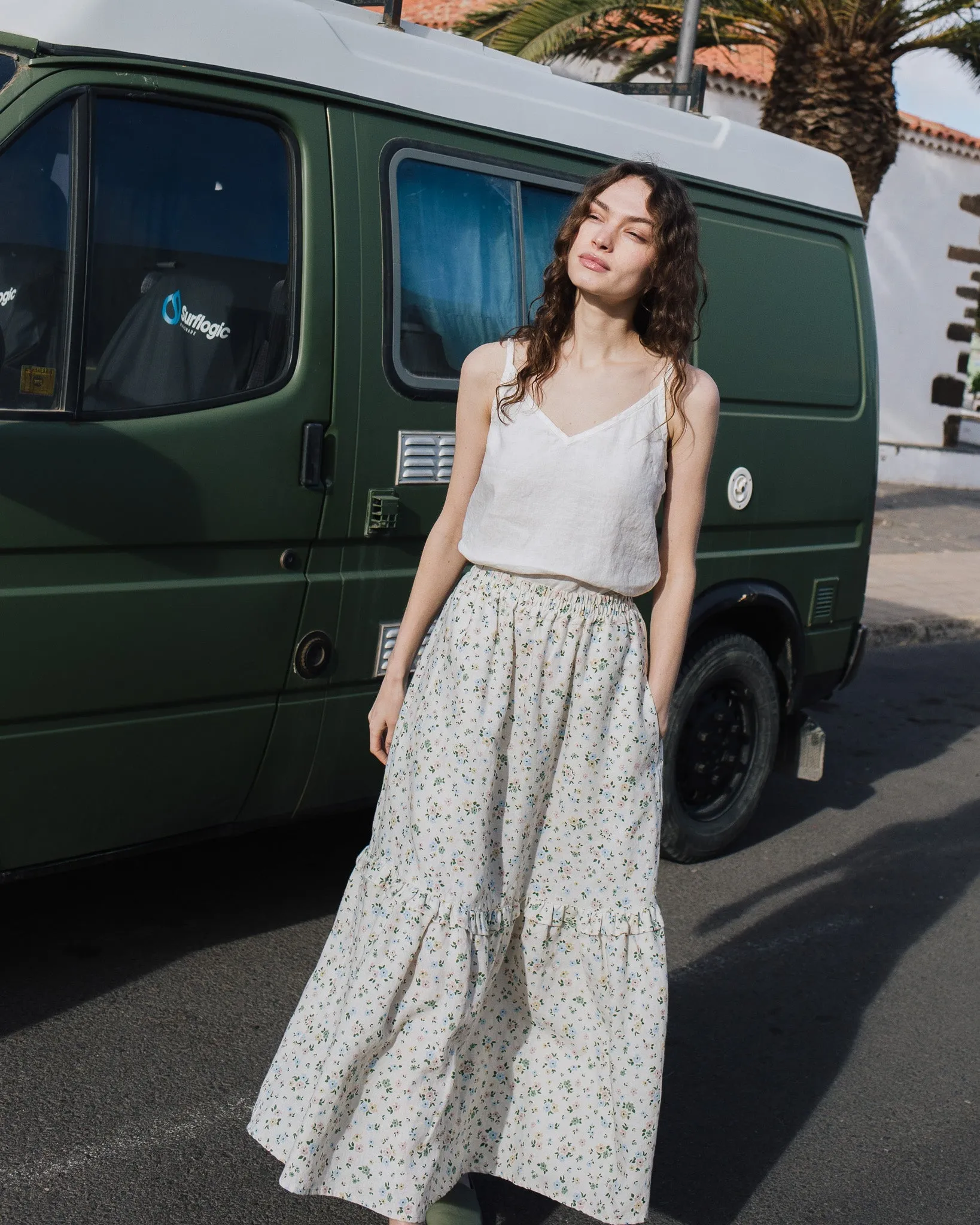 customized: WILLOW maxi linen skirt (Color: Dark-Grey-Blue; Size: XS) sold by Not Perfect Linen