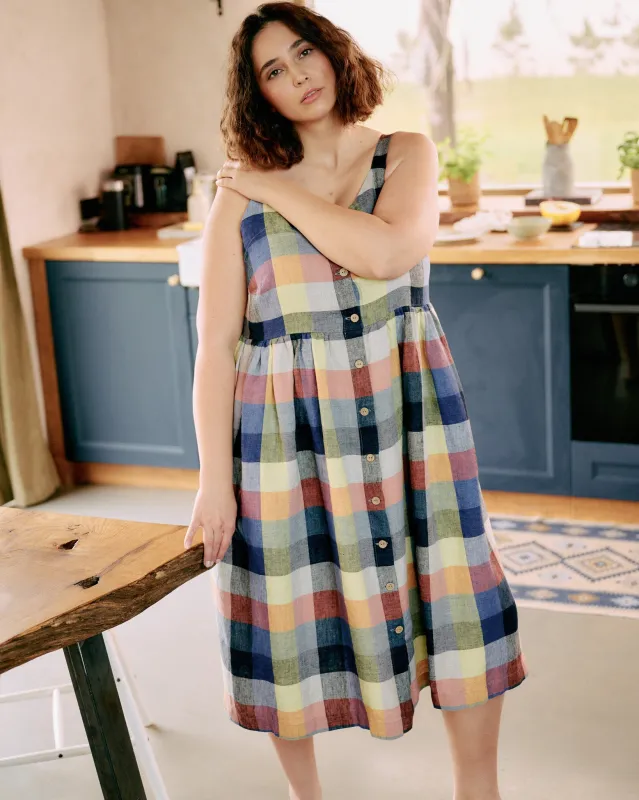 customized: SELMA button down slip linen dress (Color: Light Butter; Size: M/L - MAXI length) made by Not Perfect Linen