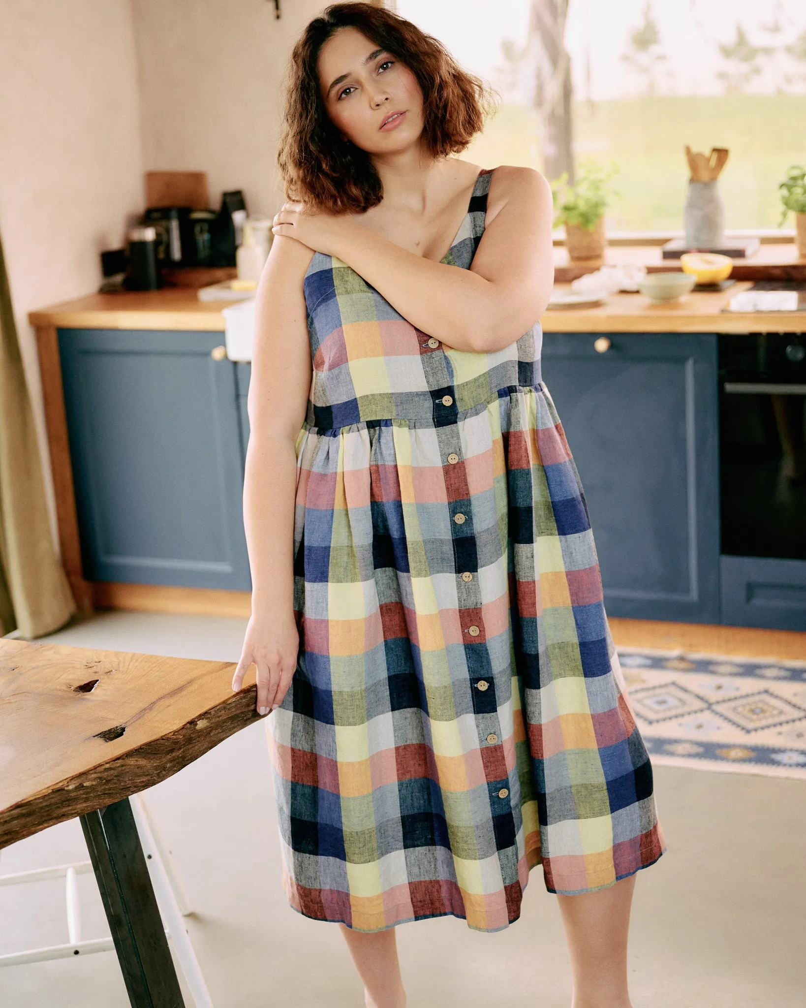 customized: SELMA button down slip linen dress (Color: Light Butter; Size: M/L - MAXI length) sold by Not Perfect Linen