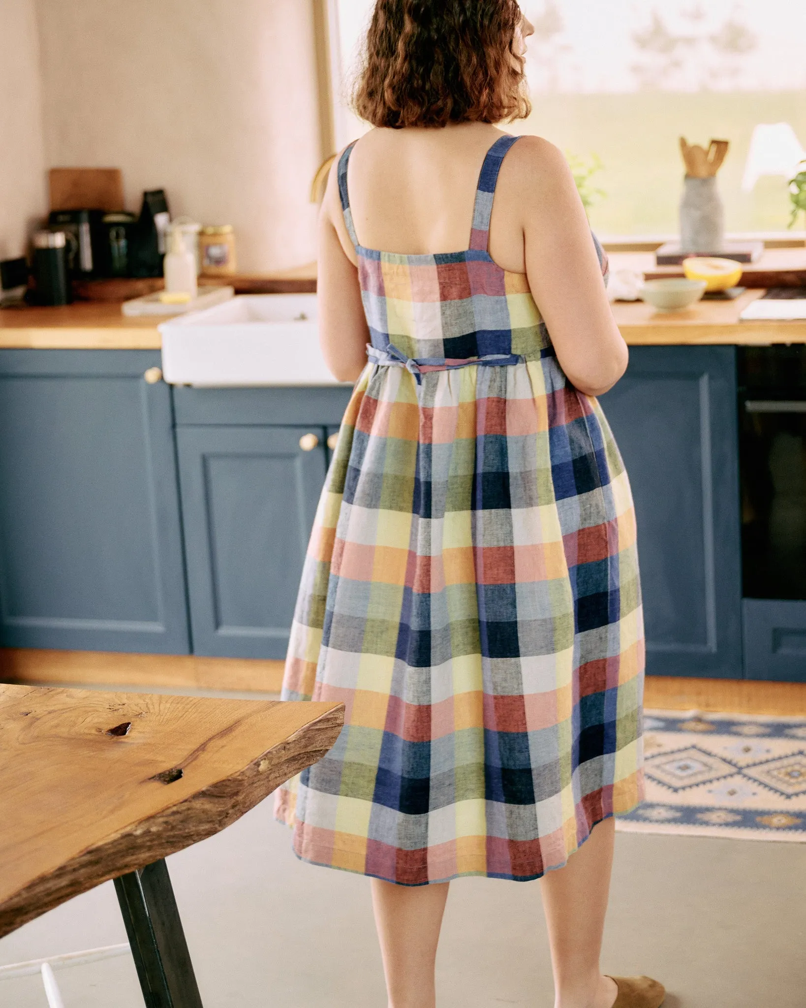 customized: SELMA button down slip linen dress (Color: Light Butter; Size: M/L - MAXI length) sold by Not Perfect Linen product image thumbnail 2