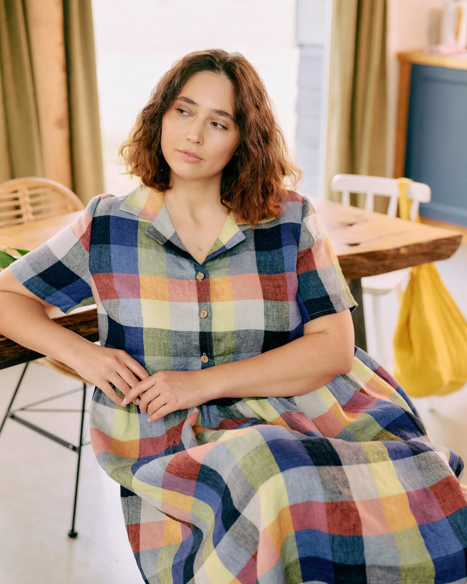 R: MAPLE-2 linen dress (Color: Natural/Grey Stripes; Size: M/L - MAXI length) sold by Not Perfect Linen product image thumbnail 4