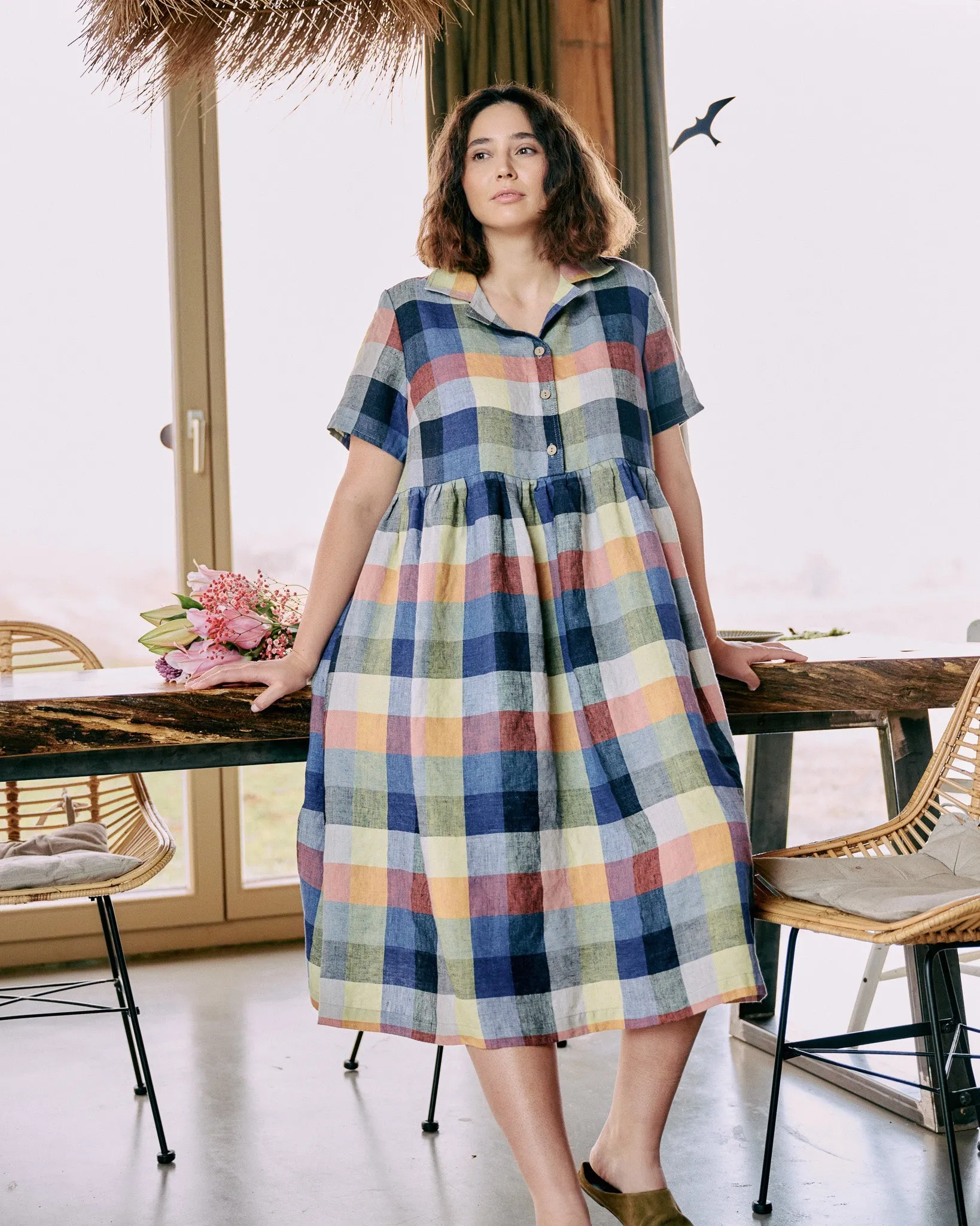 R: MAPLE-2 linen dress (Color: Natural/Grey Stripes; Size: M/L - MAXI length) sold by Not Perfect Linen product image thumbnail 2