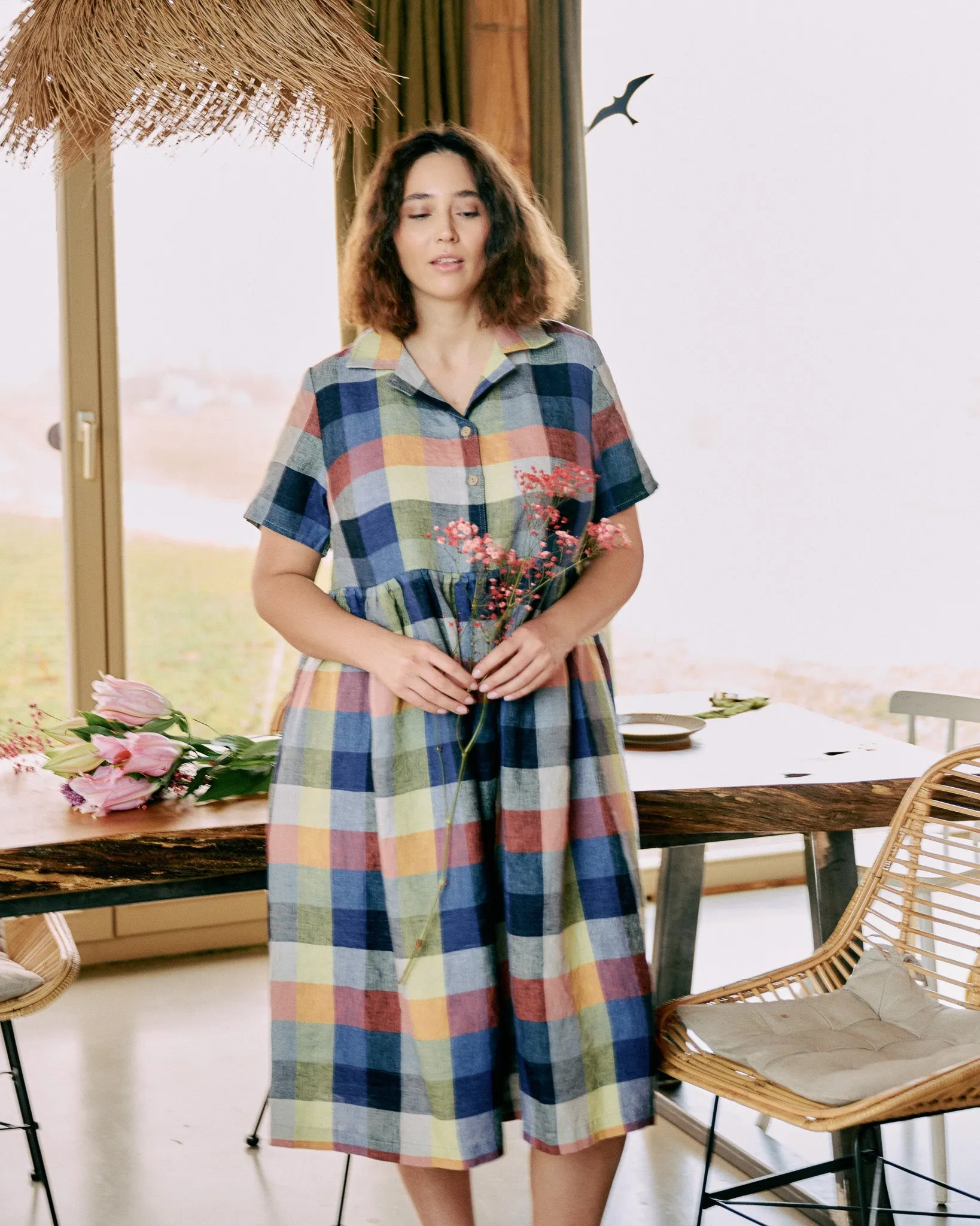 R: MAPLE-2 linen dress (Color: Natural/Grey Stripes; Size: M/L - MAXI length) sold by Not Perfect Linen product image thumbnail 3