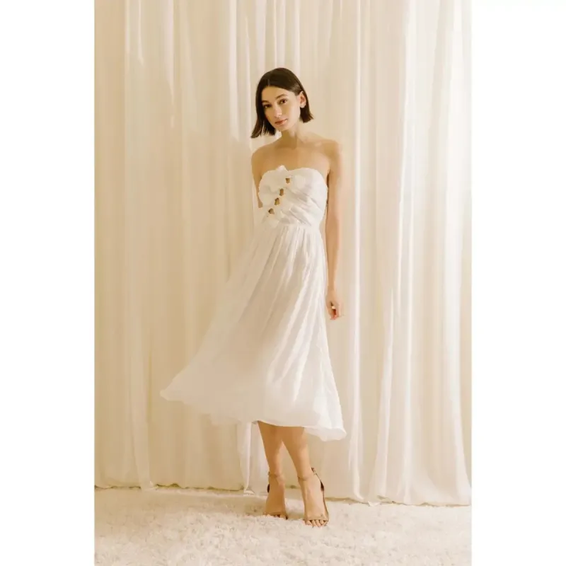Carly Satin Bow Midi Dress sold by Ava The Label