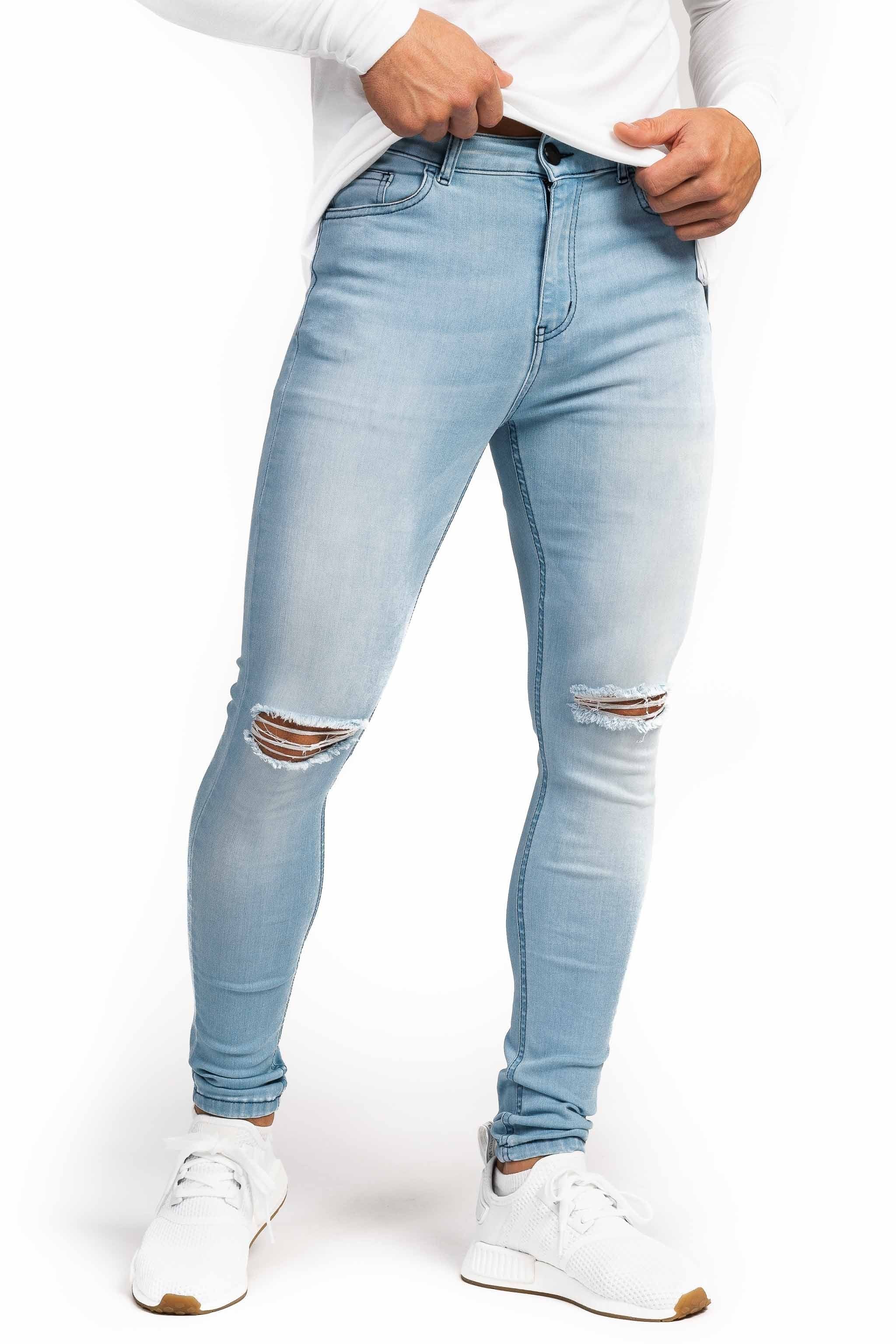 Mens Regular Ripped Fitjeans - Bleach Blue sold by Fit Jeans