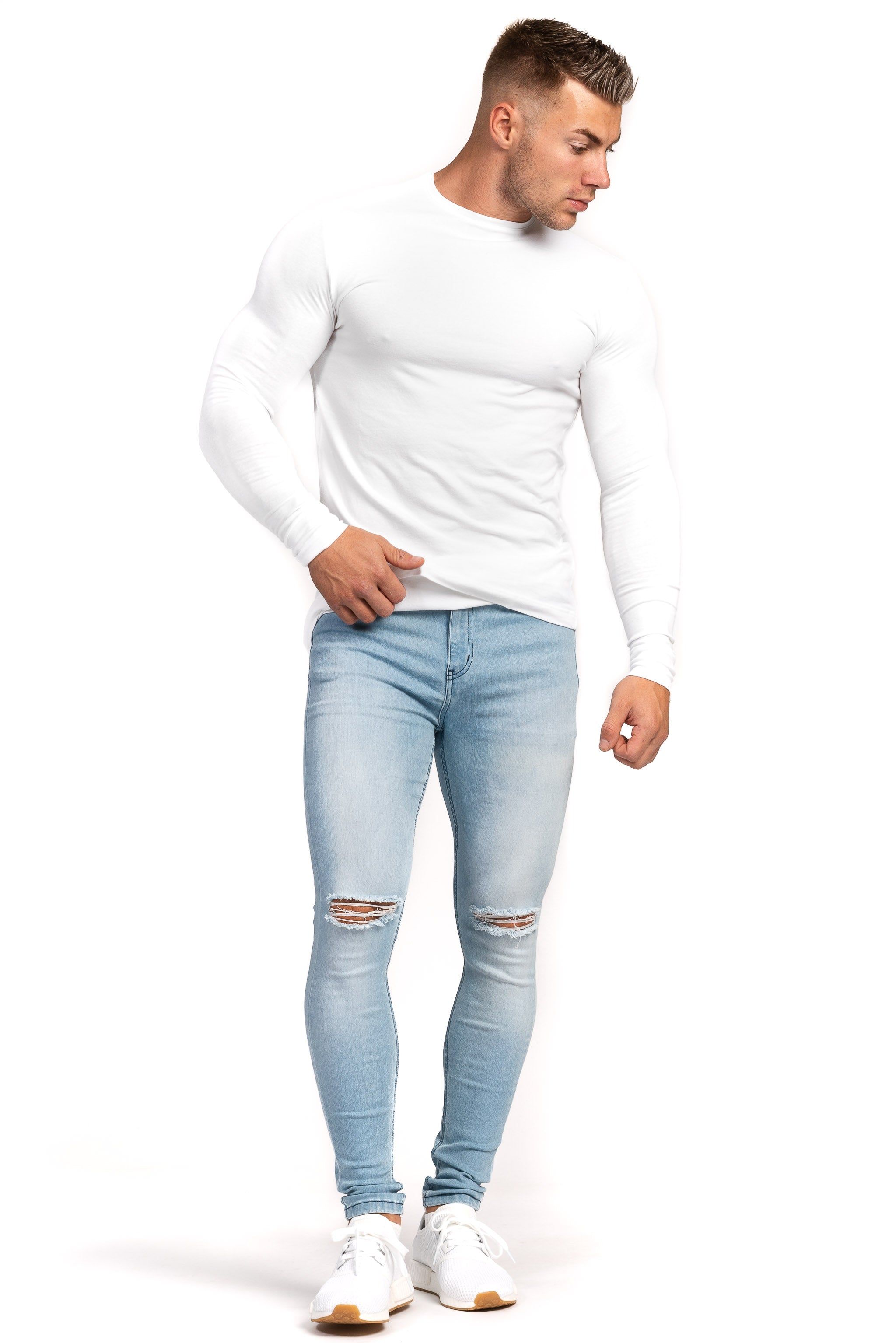 Mens Regular Ripped Fitjeans - Bleach Blue sold by Fit Jeans product image thumbnail 4