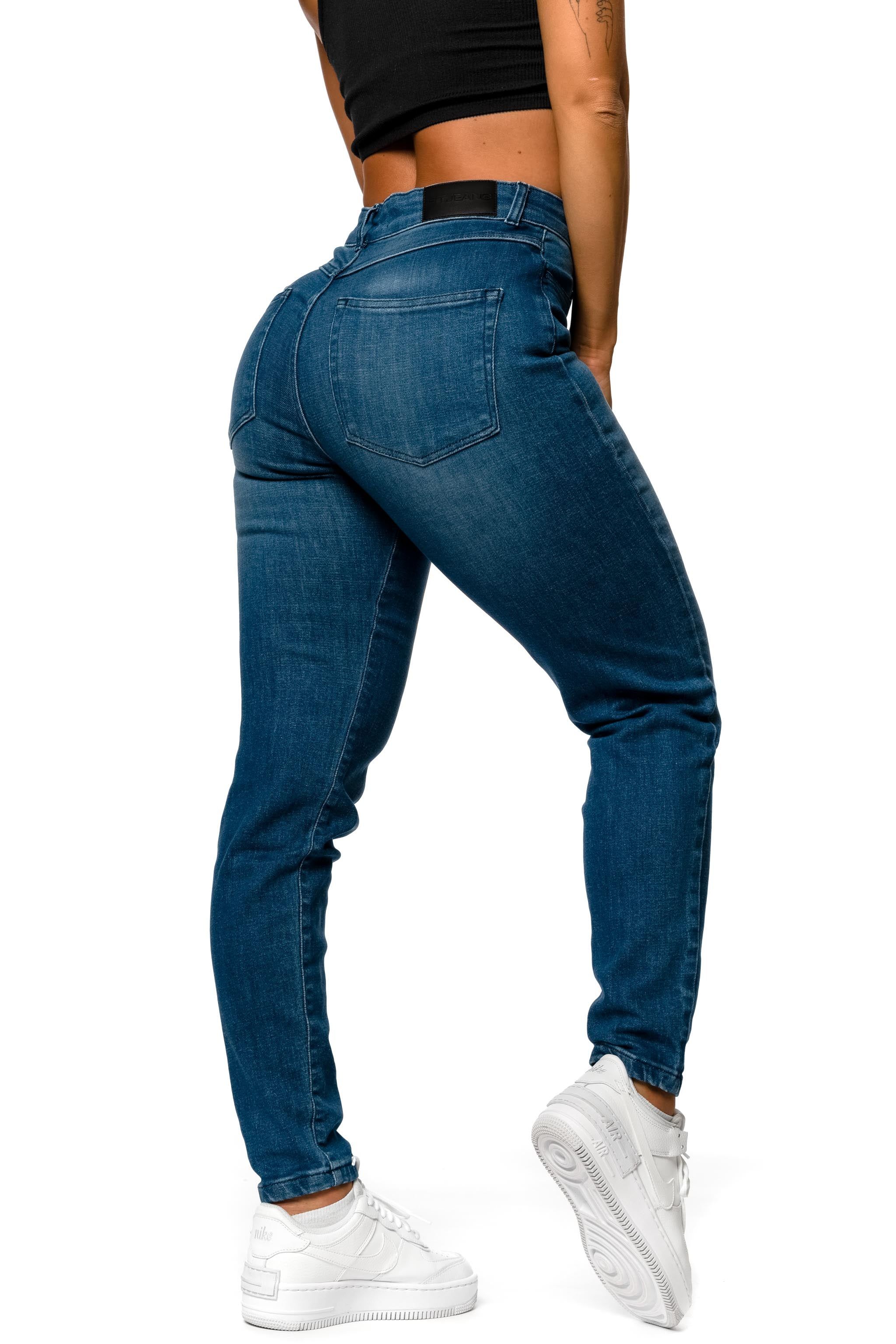Womens Traditional V2 Mom High Waisted Fitjeans - Azure Blue sold by Fit Jeans product image thumbnail 3
