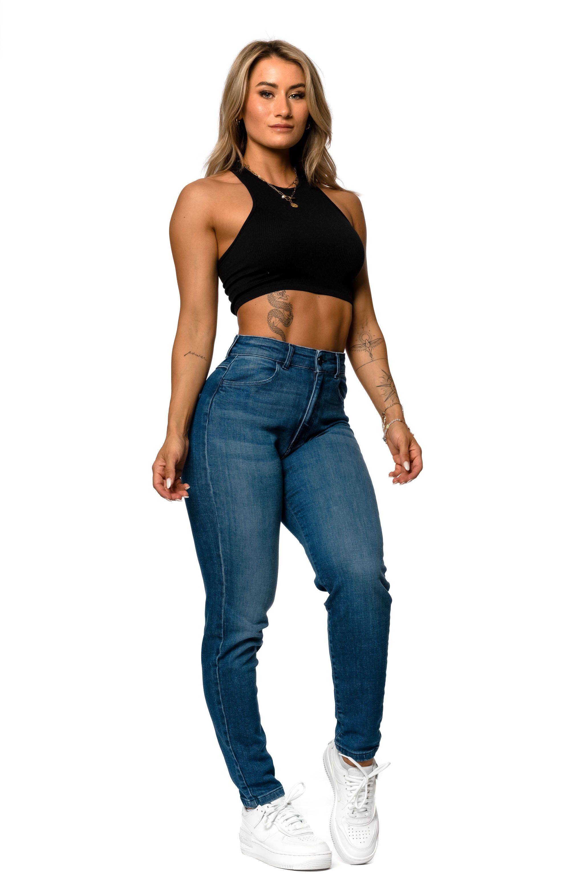 Womens Traditional V2 Mom High Waisted Fitjeans - Azure Blue sold by Fit Jeans product image thumbnail 4