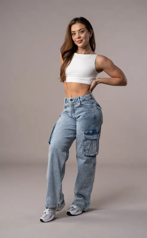 Womens Cargo Fitjeans - 80s Blue sold by Fit Jeans