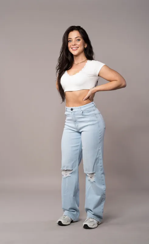Womens Baggy Ripped Fitjeans - Vintage Blue sold by Fit Jeans