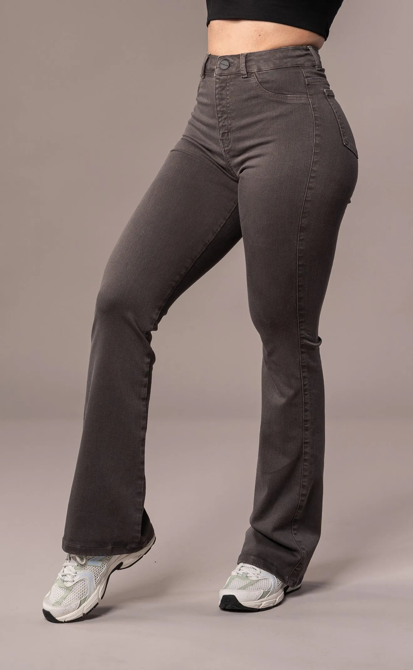 Womens Pastel Flared Fitjeans - Charcoal sold by Fit Jeans product image thumbnail 3