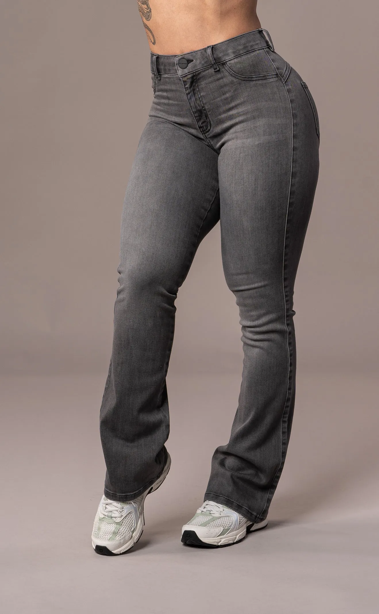 Womens Flared Mid Waisted Fitjeans - Grey sold by Fit Jeans product image thumbnail 3