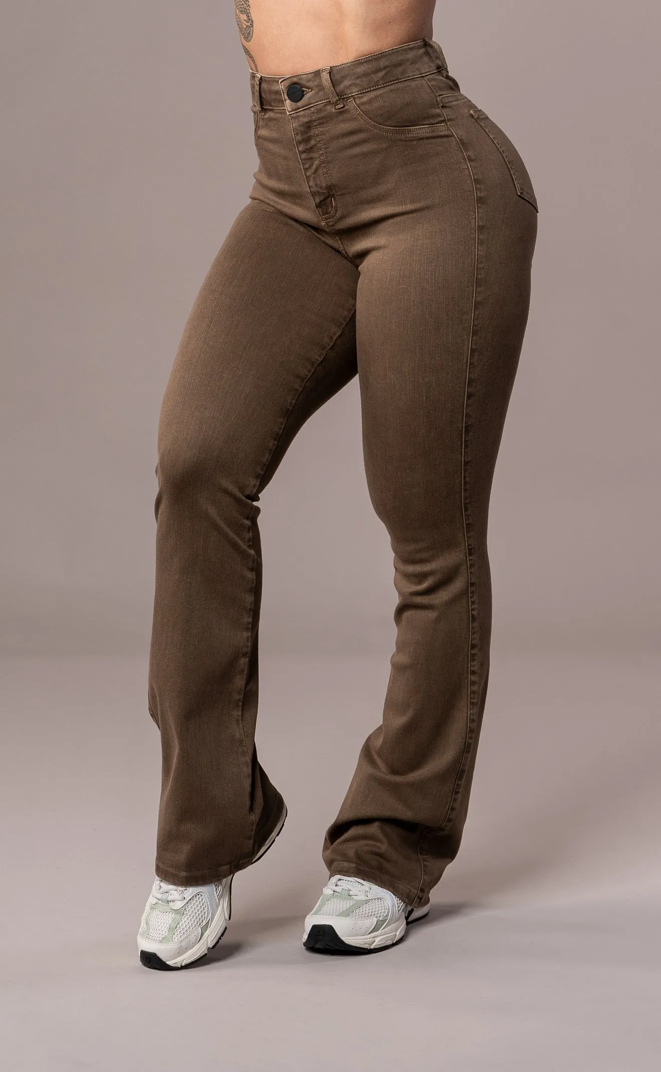 Womens Pastel Flared Fitjeans - Brown sold by Fit Jeans product image thumbnail 3