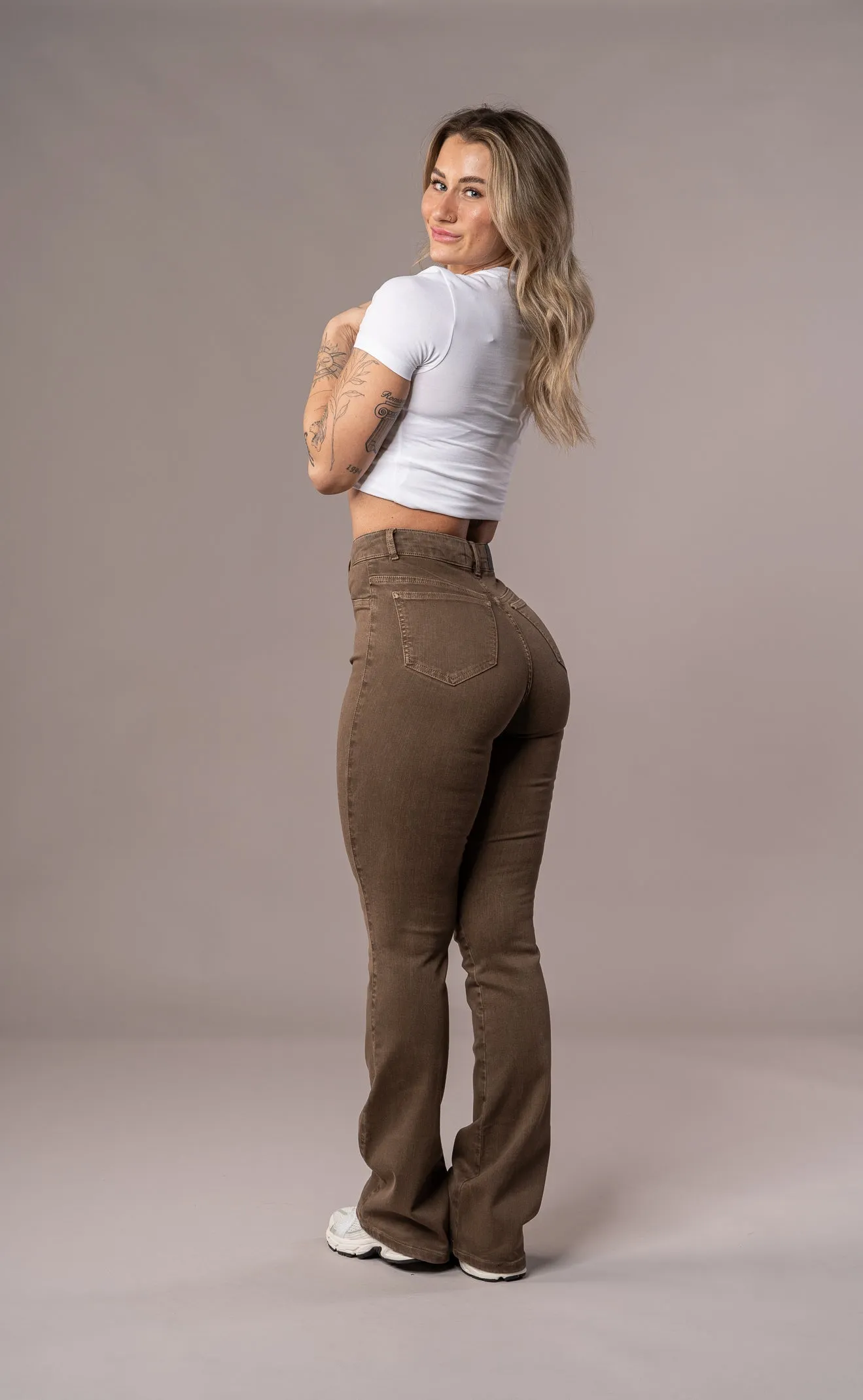 Womens Pastel Flared Fitjeans - Brown sold by Fit Jeans product image thumbnail 2