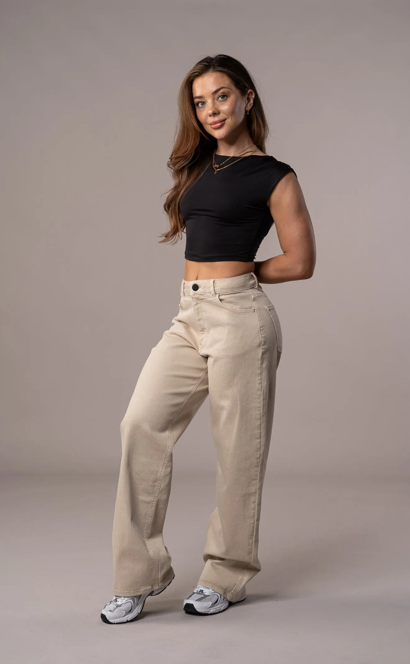 Womens Pastel Baggy Fitjeans - Sand sold by Fit Jeans