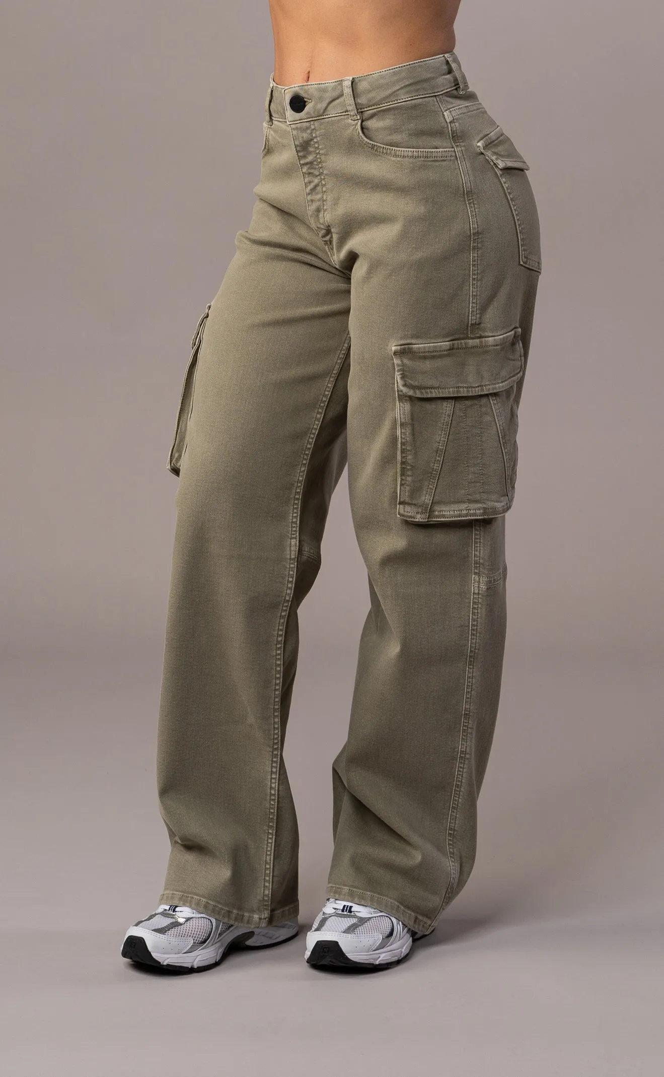 Womens Pastel Cargo Fitjeans - Khaki sold by Fit Jeans product image thumbnail 3