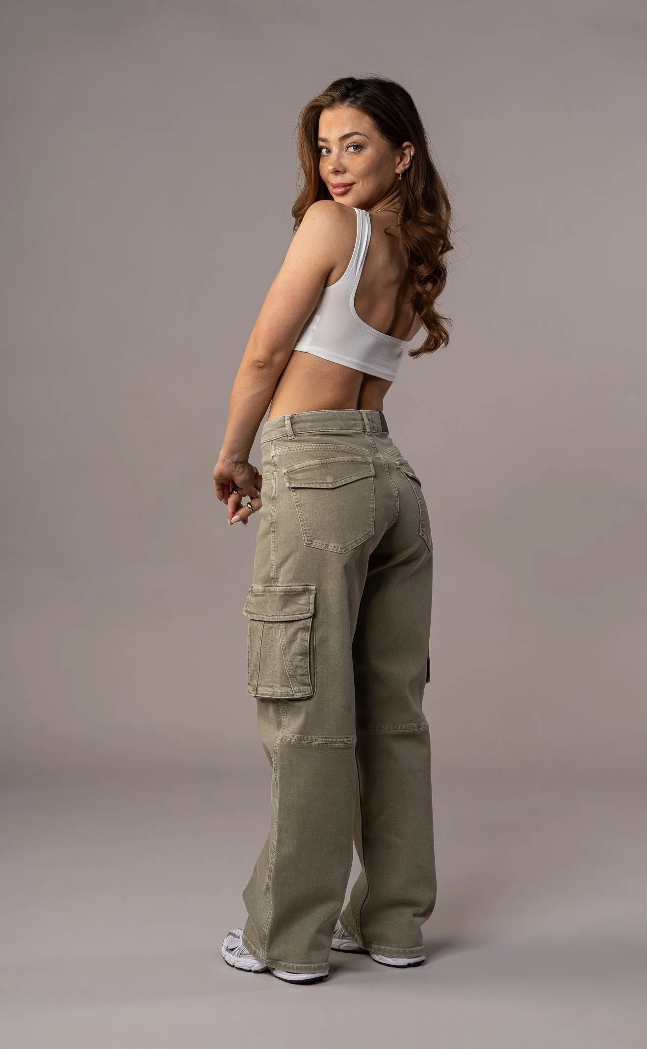 Womens Pastel Cargo Fitjeans - Khaki sold by Fit Jeans product image thumbnail 2