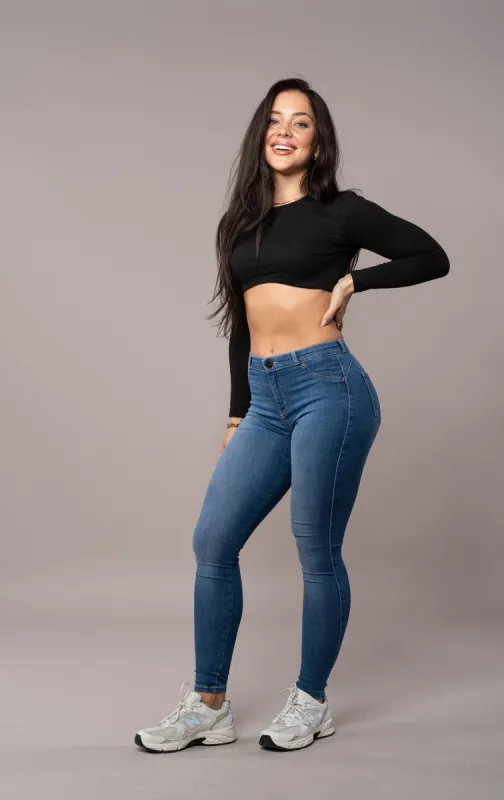 Womens Contour Mid Waisted Fitjeans - Sapphire Blue sold by Fit Jeans