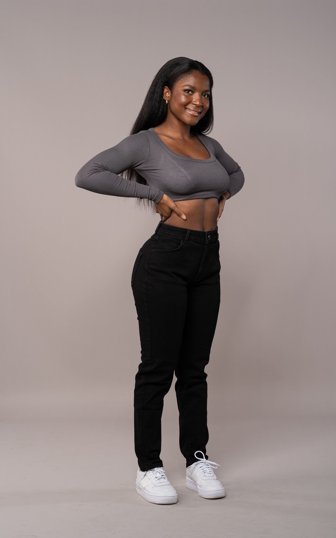 Womens Traditional V2 Mom High Waisted Fitjeans - Black sold by Fit Jeans