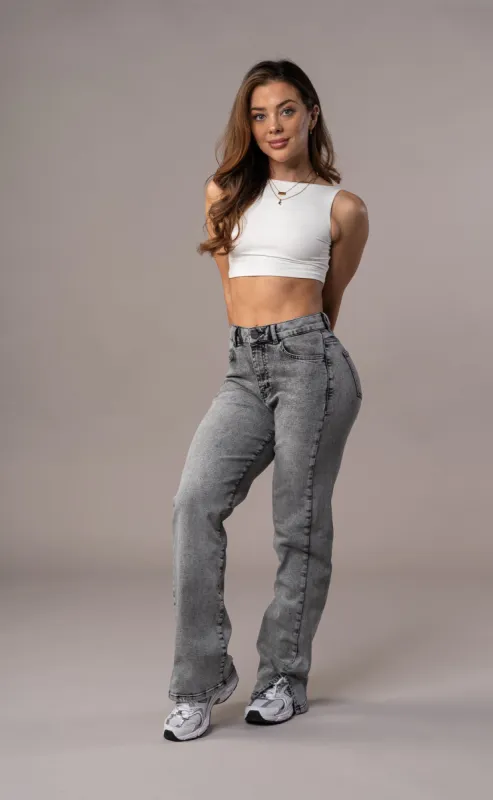 Womens Straight Leg Fitjeans - Heavy Washed Grey sold by Fit Jeans