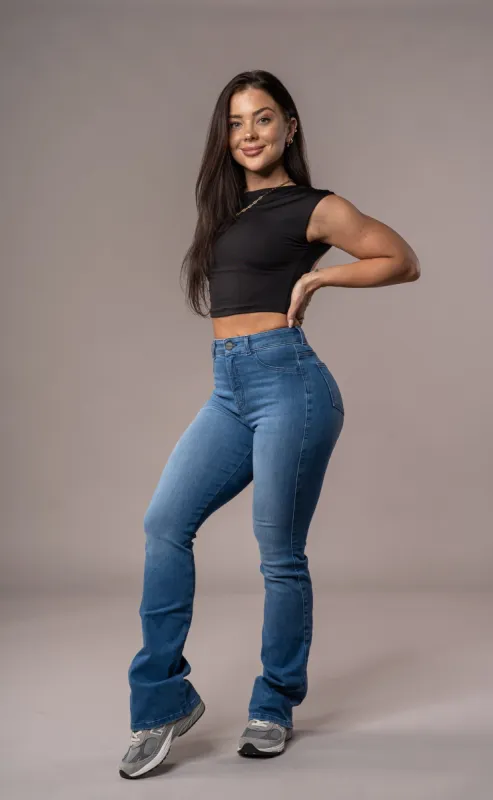 Womens Flared Fitjeans - Azure Blue sold by Fit Jeans