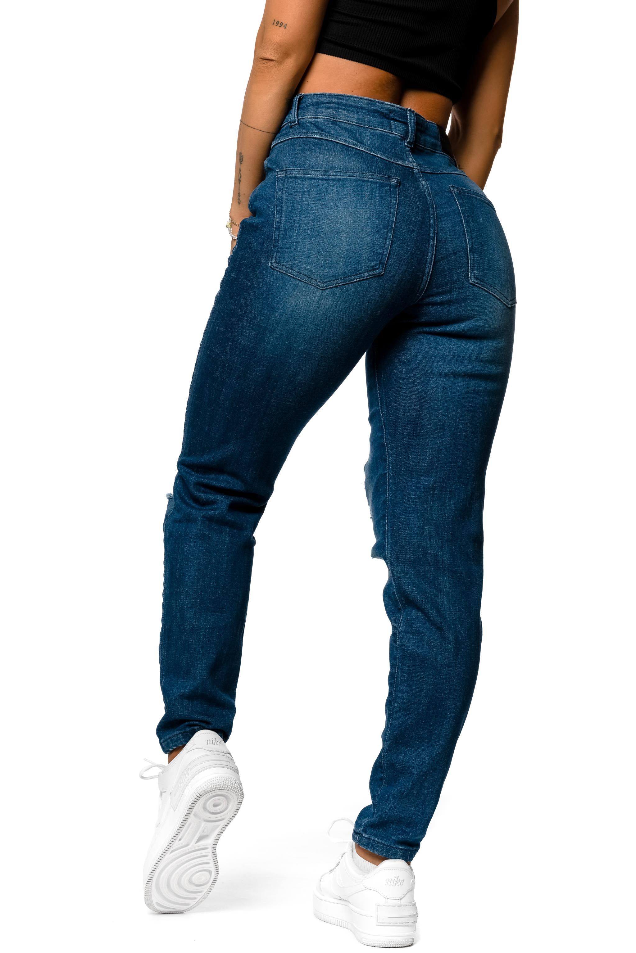 Womens Traditional V2 Mom Super Ripped High Waisted Fitjeans - Azure Blue sold by Fit Jeans product image thumbnail 3