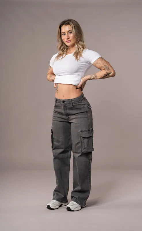Womens Cargo Fitjeans - Grey made by Fit Jeans