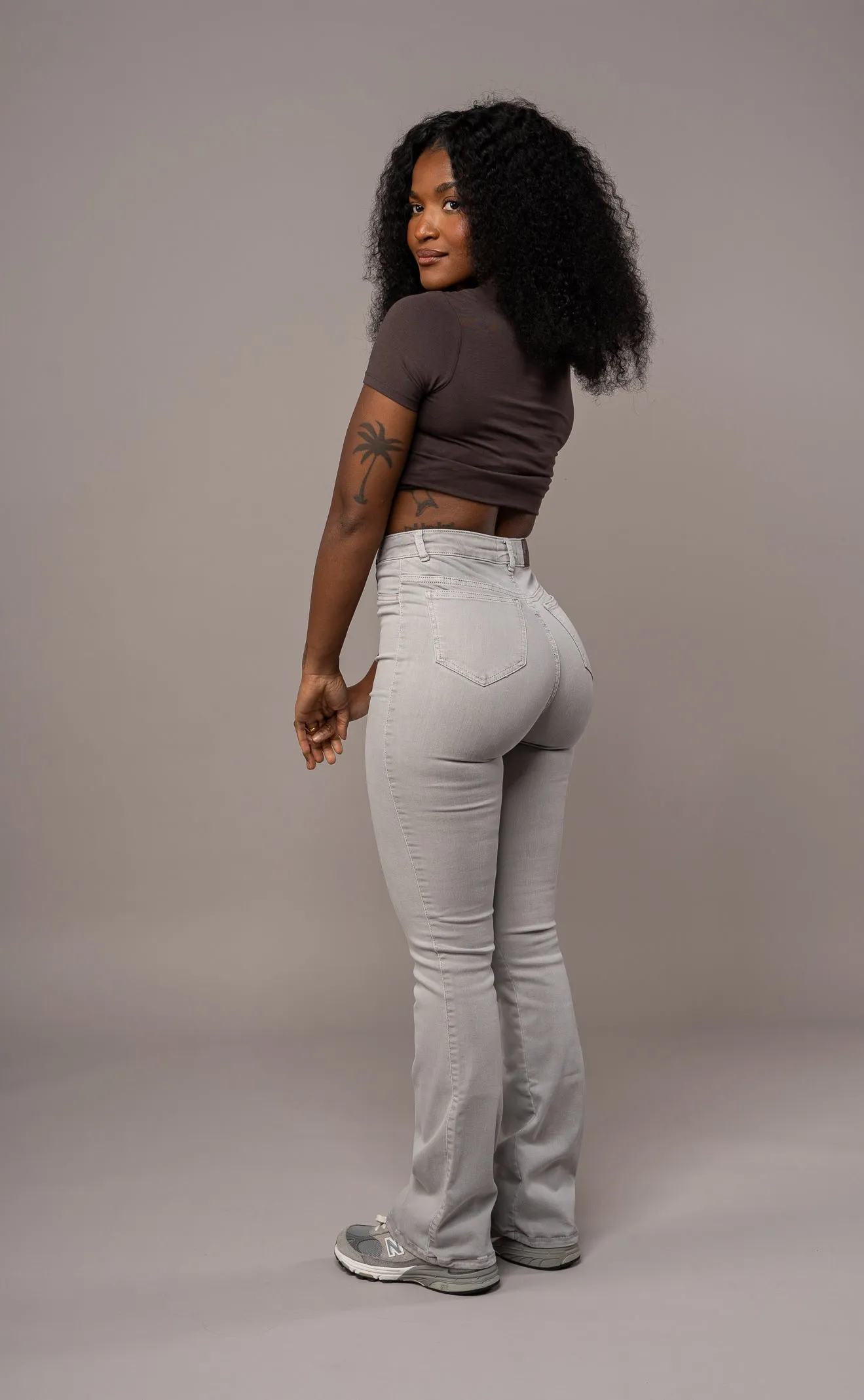 Womens Pastel Flared Fitjeans - Ash Grey sold by Fit Jeans product image thumbnail 2