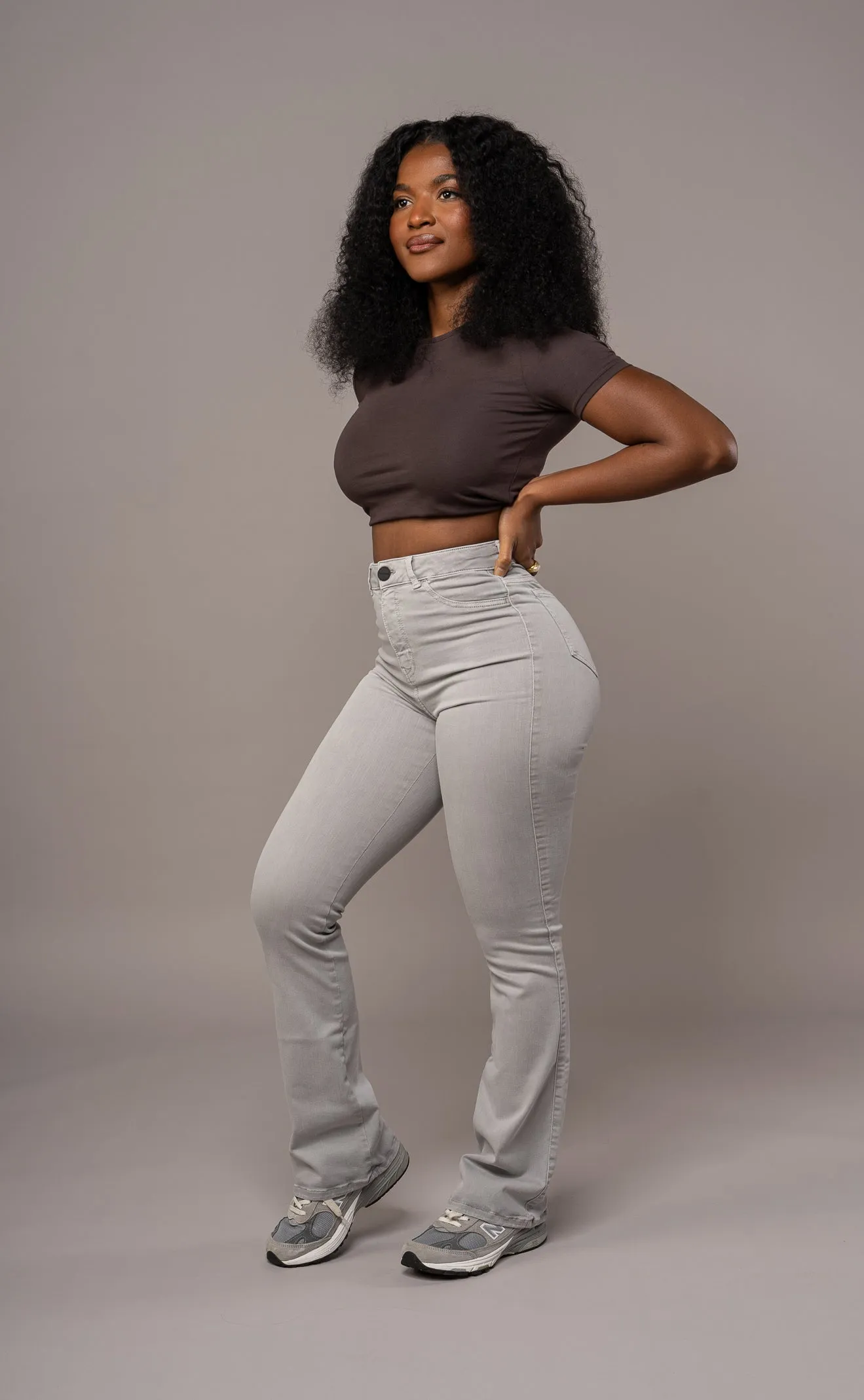 Womens Pastel Flared Fitjeans - Ash Grey sold by Fit Jeans