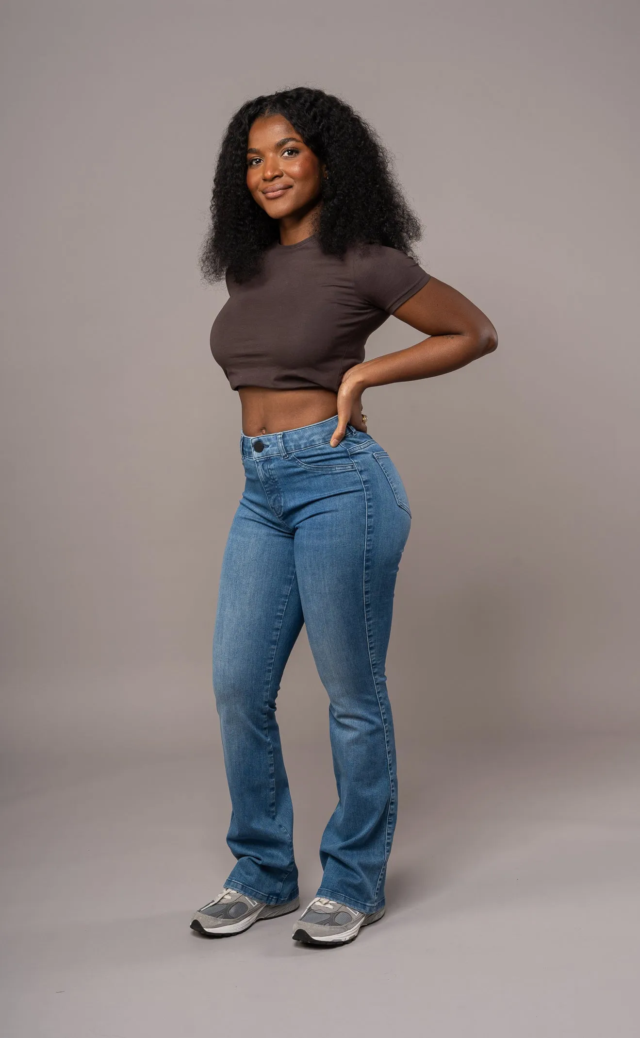 Womens Flared Mid Waisted Fitjeans - Azure Blue sold by Fit Jeans