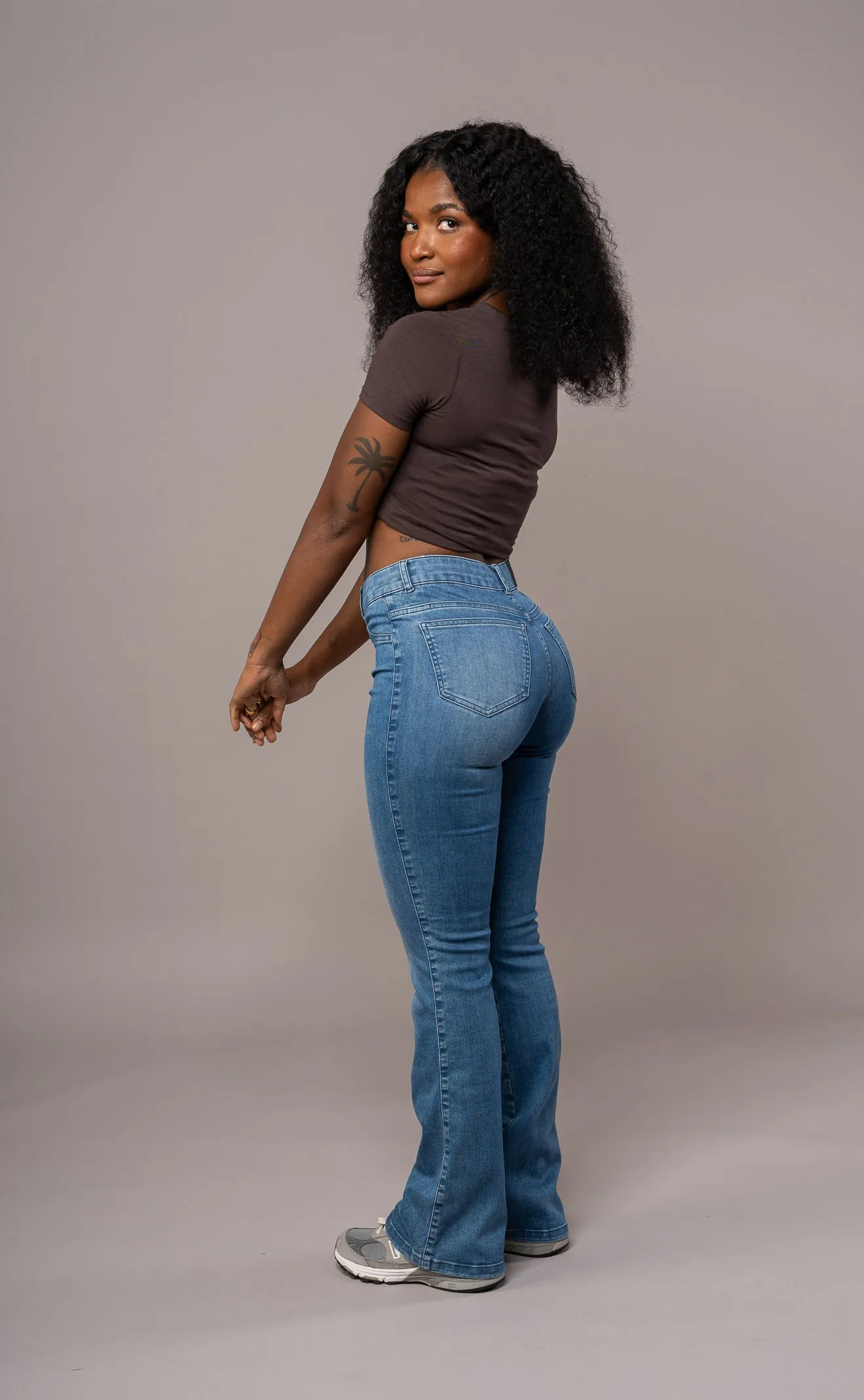 Womens Flared Mid Waisted Fitjeans - Azure Blue sold by Fit Jeans product image thumbnail 2