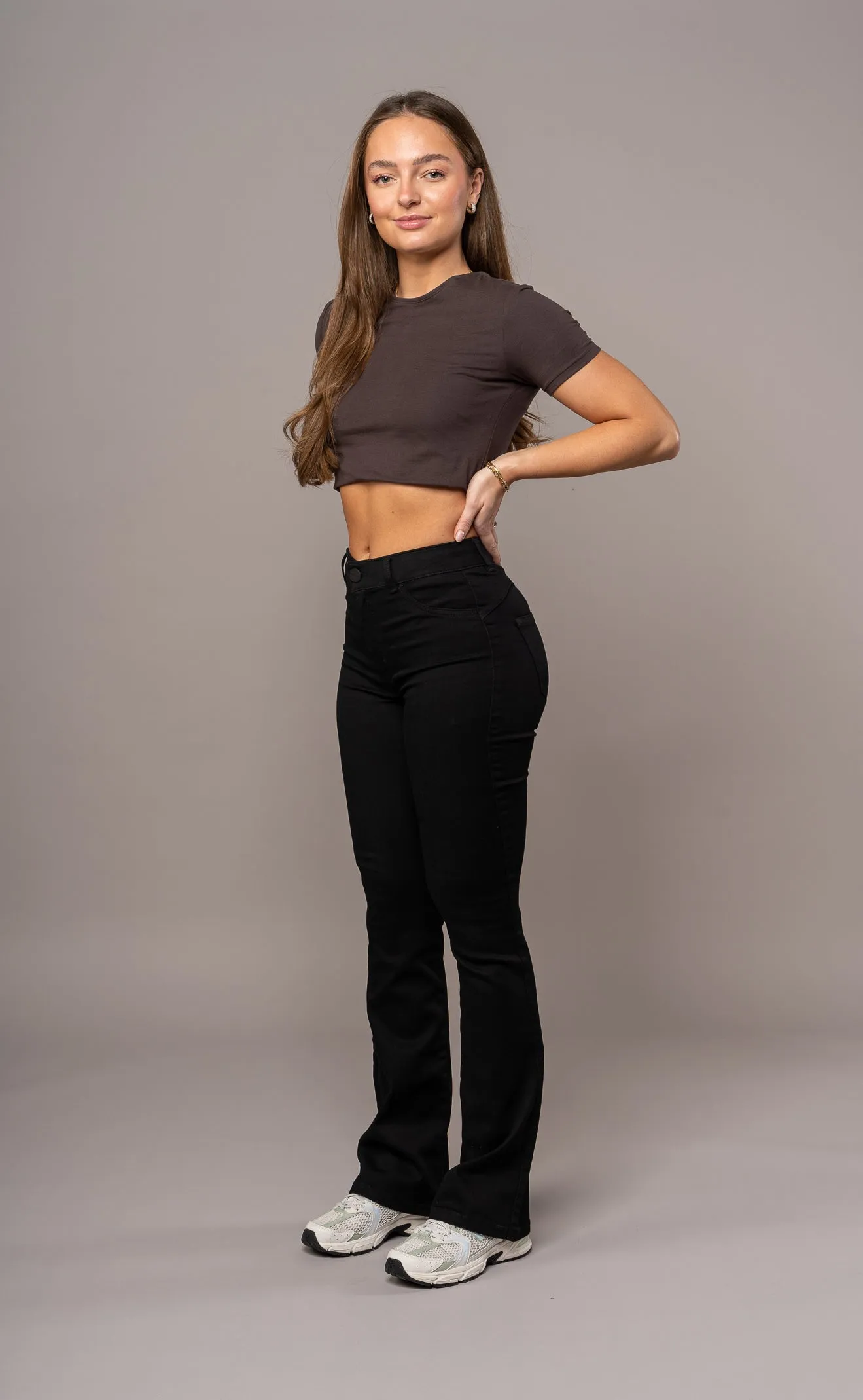 Womens Flared Mid Waisted Fitjeans - Black sold by Fit Jeans