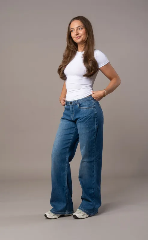 Womens Baggy Low Waisted Fitjeans - Stonewashed Blue sold by Fit Jeans