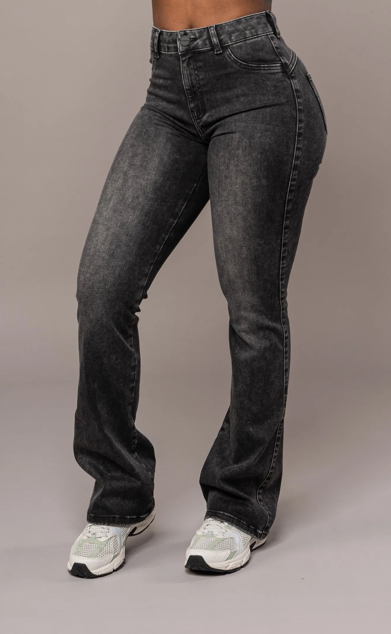 Womens Flared Mid Waisted Fitjeans - Heavy Washed Black sold by Fit Jeans product image thumbnail 2