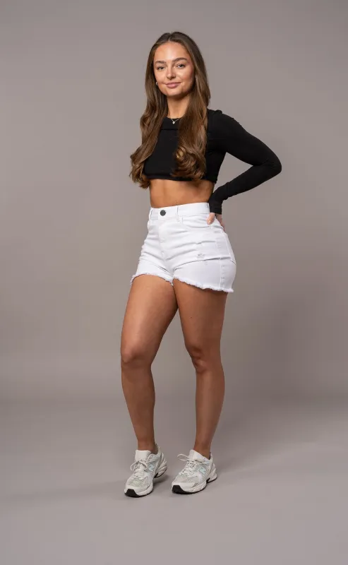 Womens Pastel Fitjeans Ripped Shorts - White sold by Fit Jeans