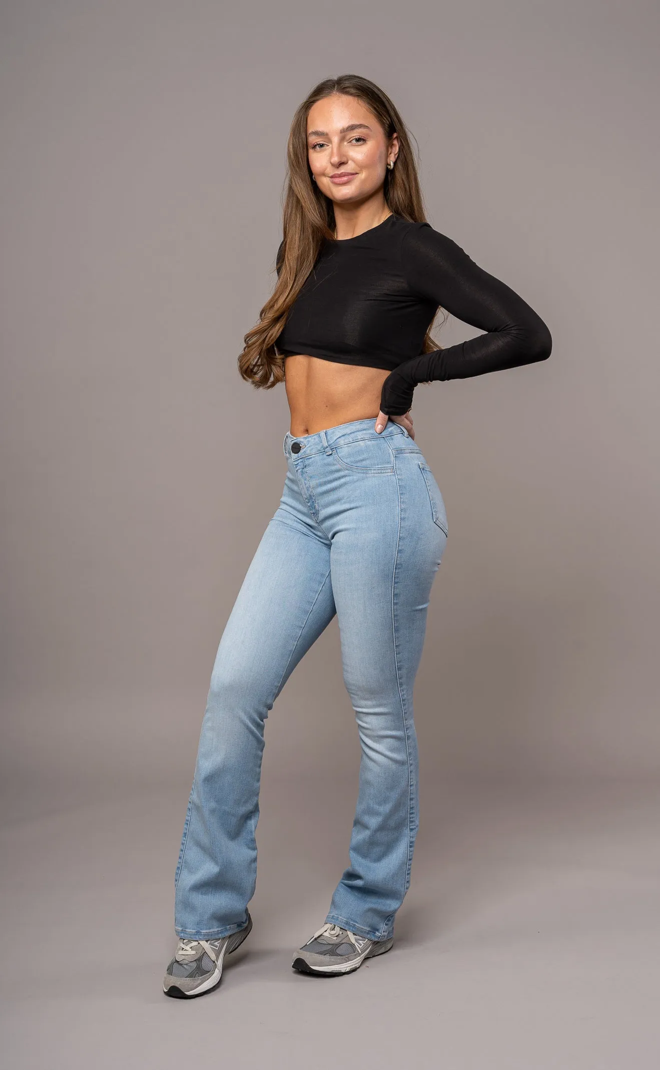 Womens Flared Mid Waisted Fitjeans - Arctic Light Blue sold by Fit Jeans