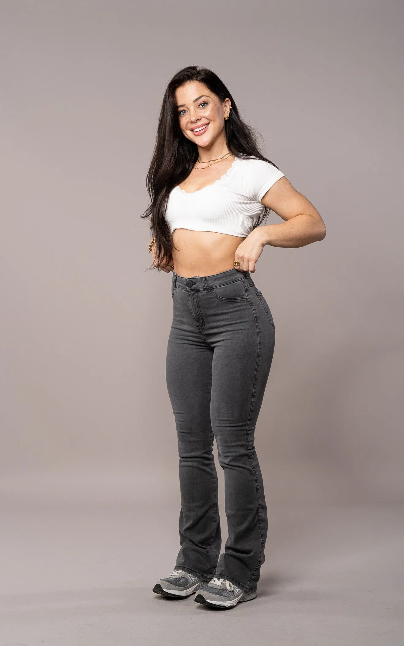 Womens Flared Fitjeans - Grey sold by Fit Jeans