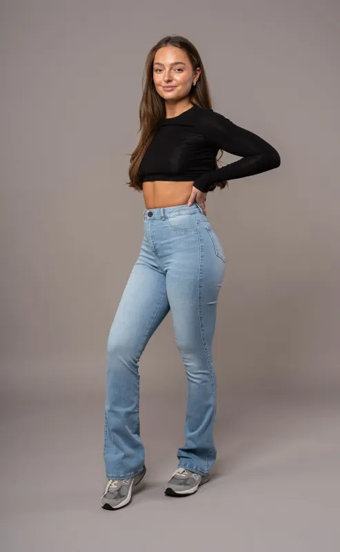 Womens Flared Fitjeans - Arctic Light Blue sold by Fit Jeans