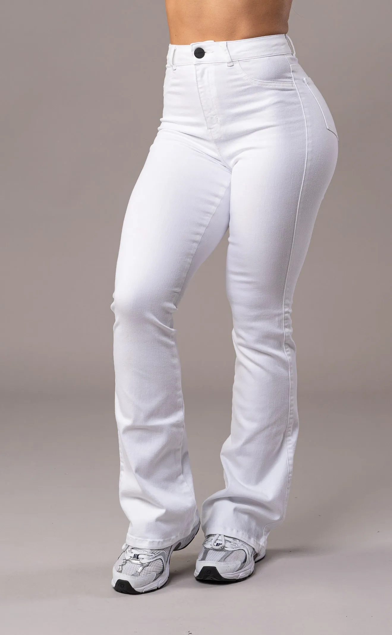 Womens Pastel Flared Fitjeans - White sold by Fit Jeans product image thumbnail 3
